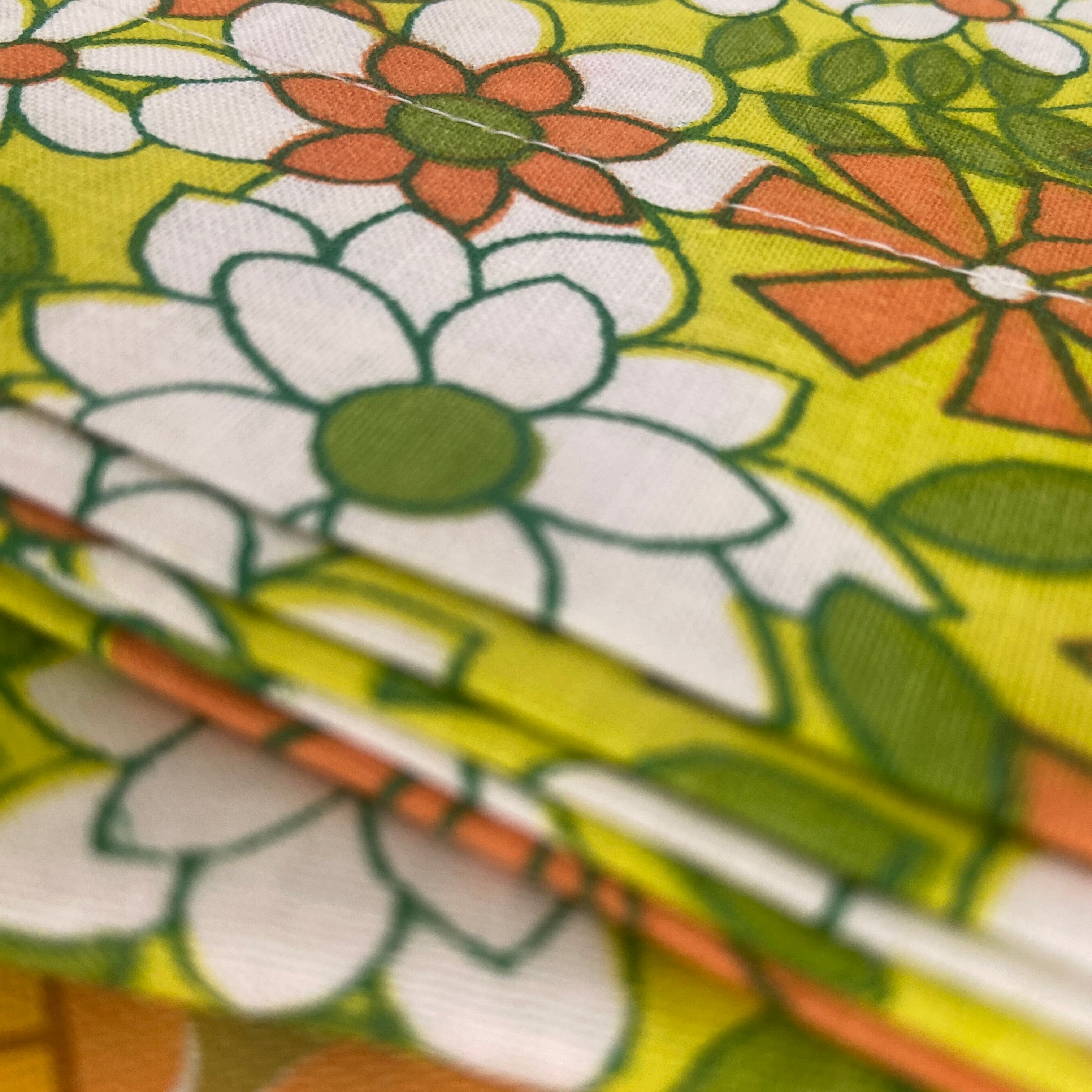 Vintage UNUSED Pair of Pillow CASES Original Pack COTTON RETRO 70's Green