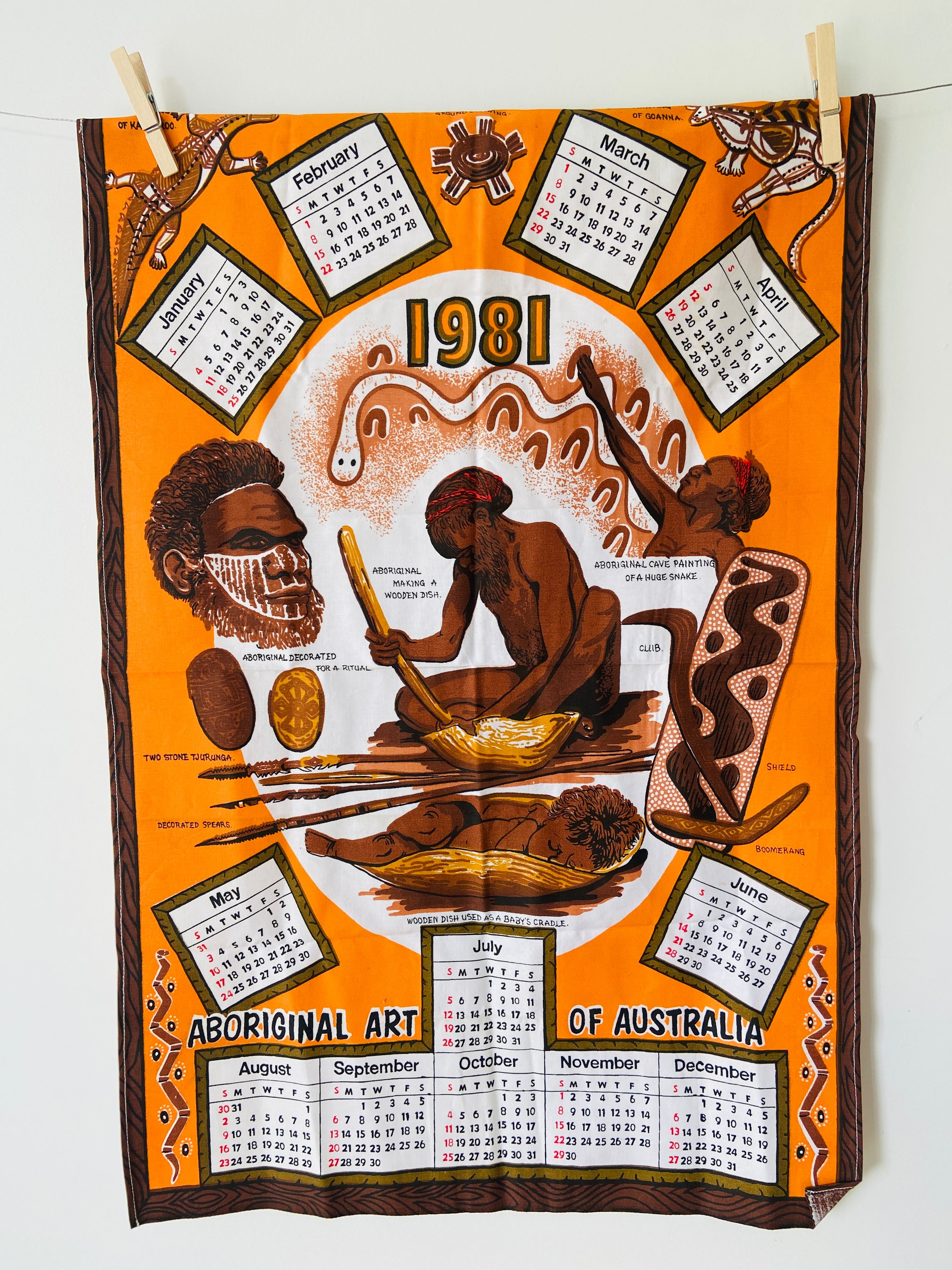 1977 Cotton UNUSED Vintage Collectable Tea Towel Aboriginal