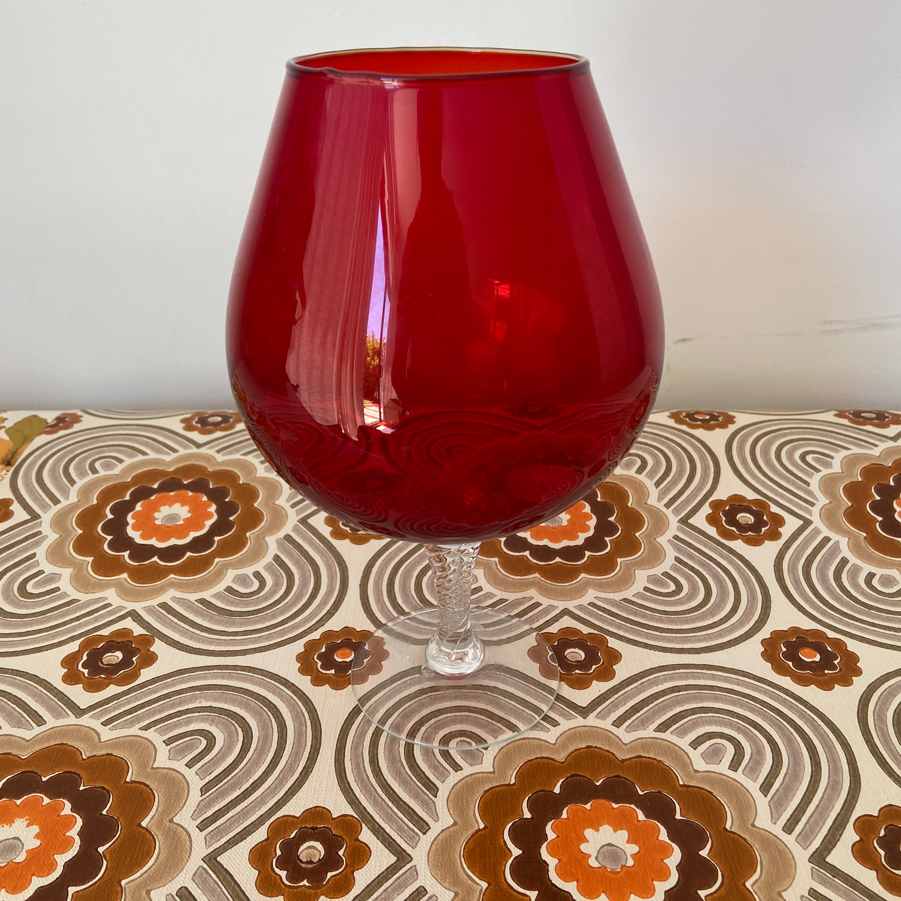 Red Vintage Balloon Glass Vase RETRO Display