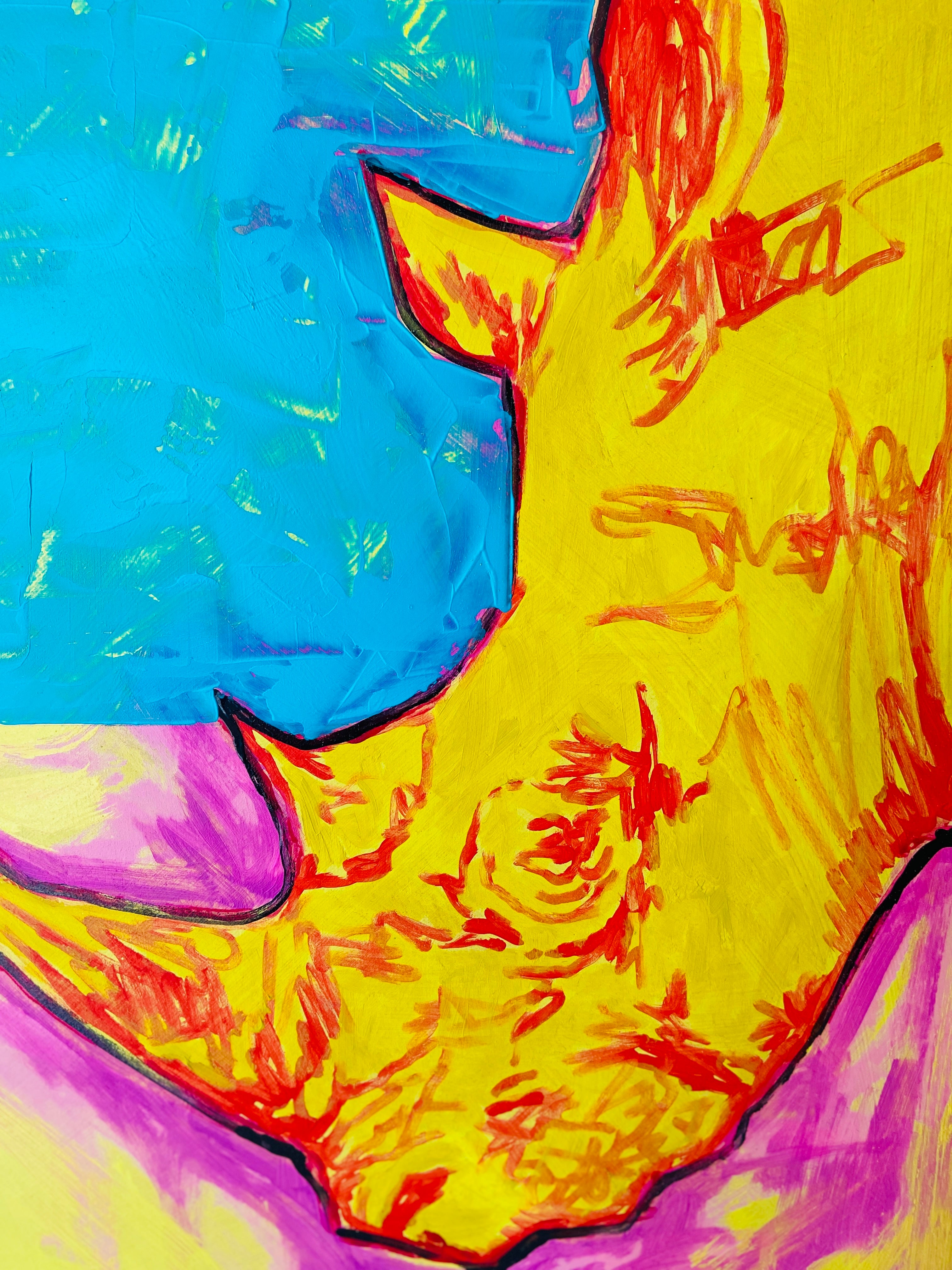 RHINO One of a Kind Painting FRAMED Vintage