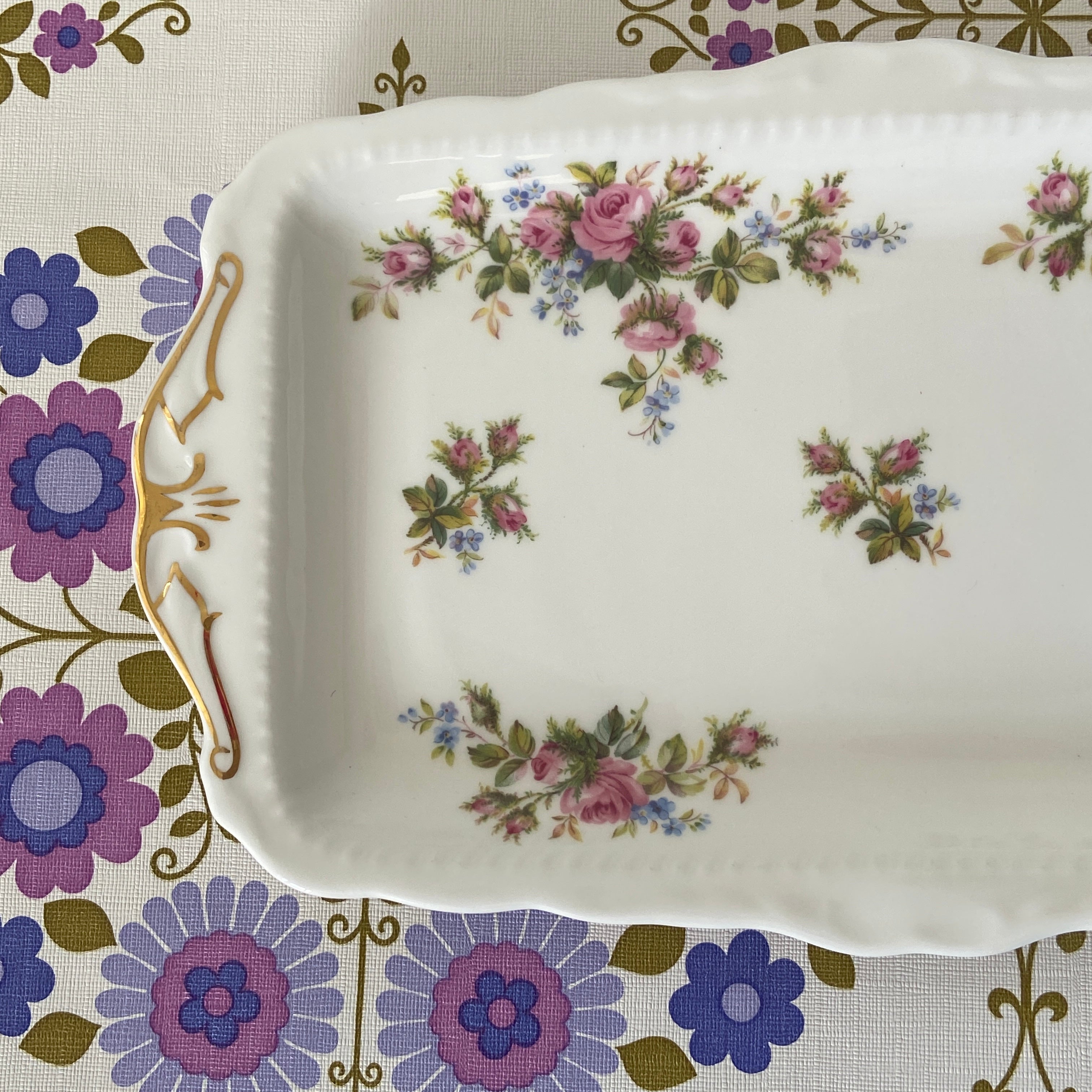 Royal Albert Moss Rose FANCY TRAY China England - PERFECT