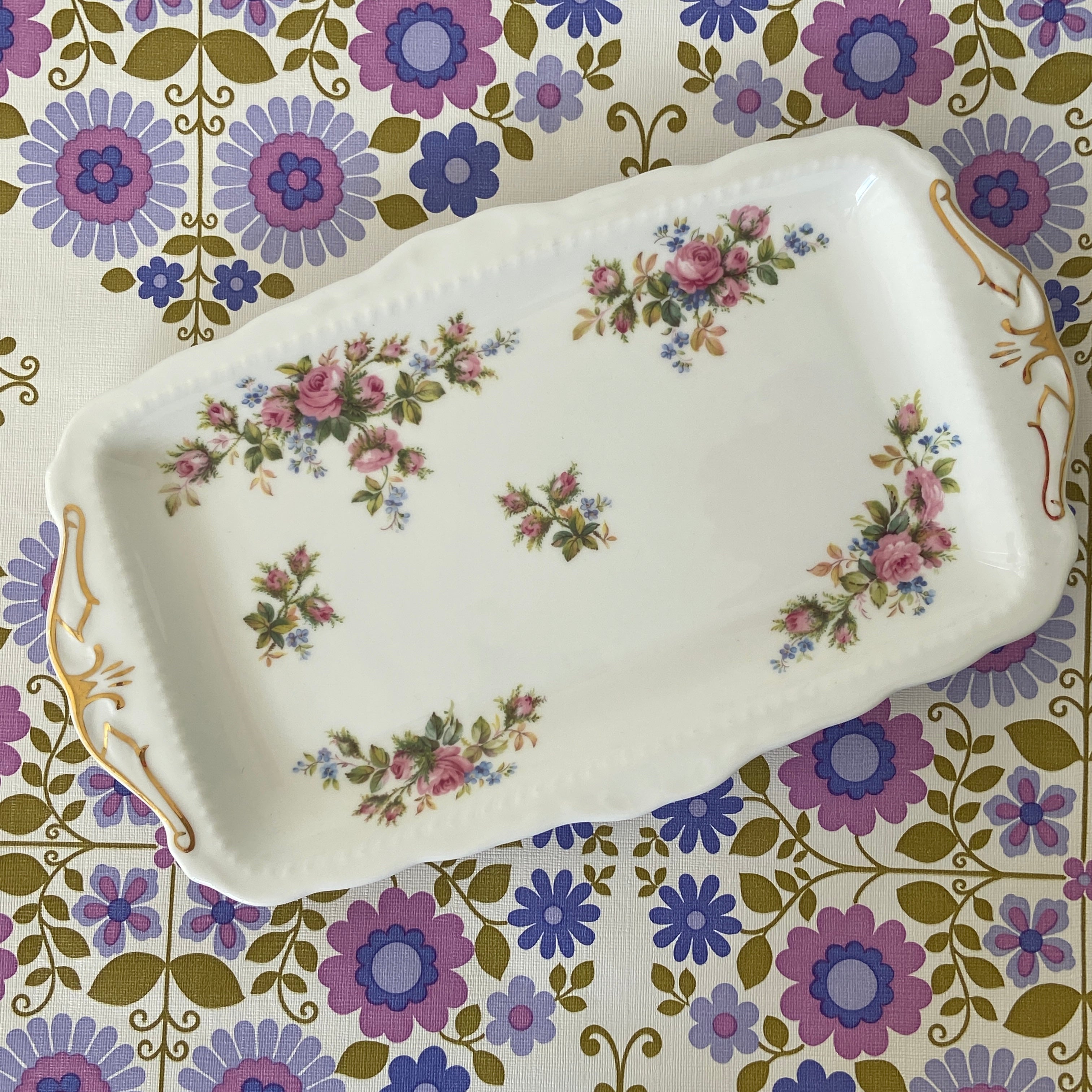 Royal Albert Moss Rose FANCY TRAY China England - PERFECT