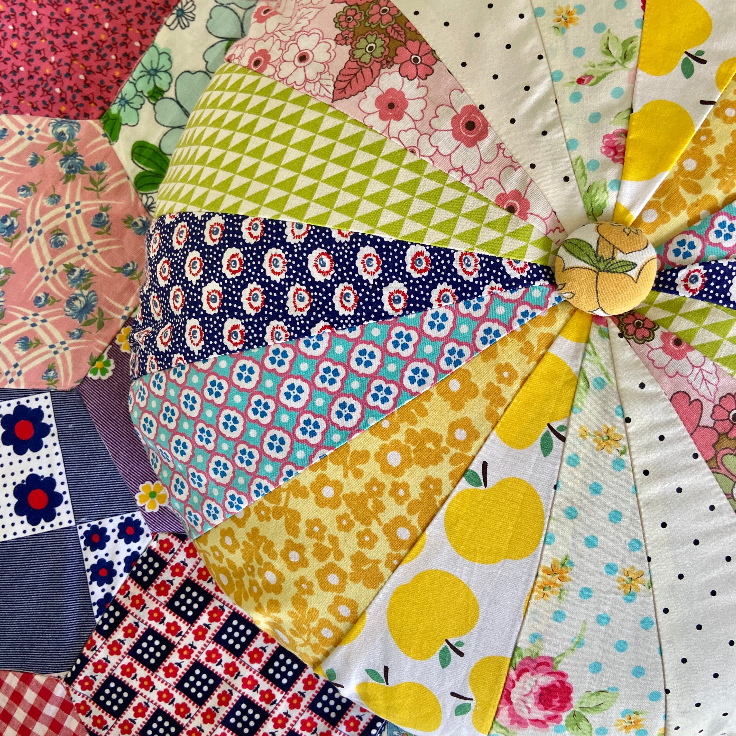 Beautiful HANDMADE Patchwork Pinwheel Cushion UNUSED