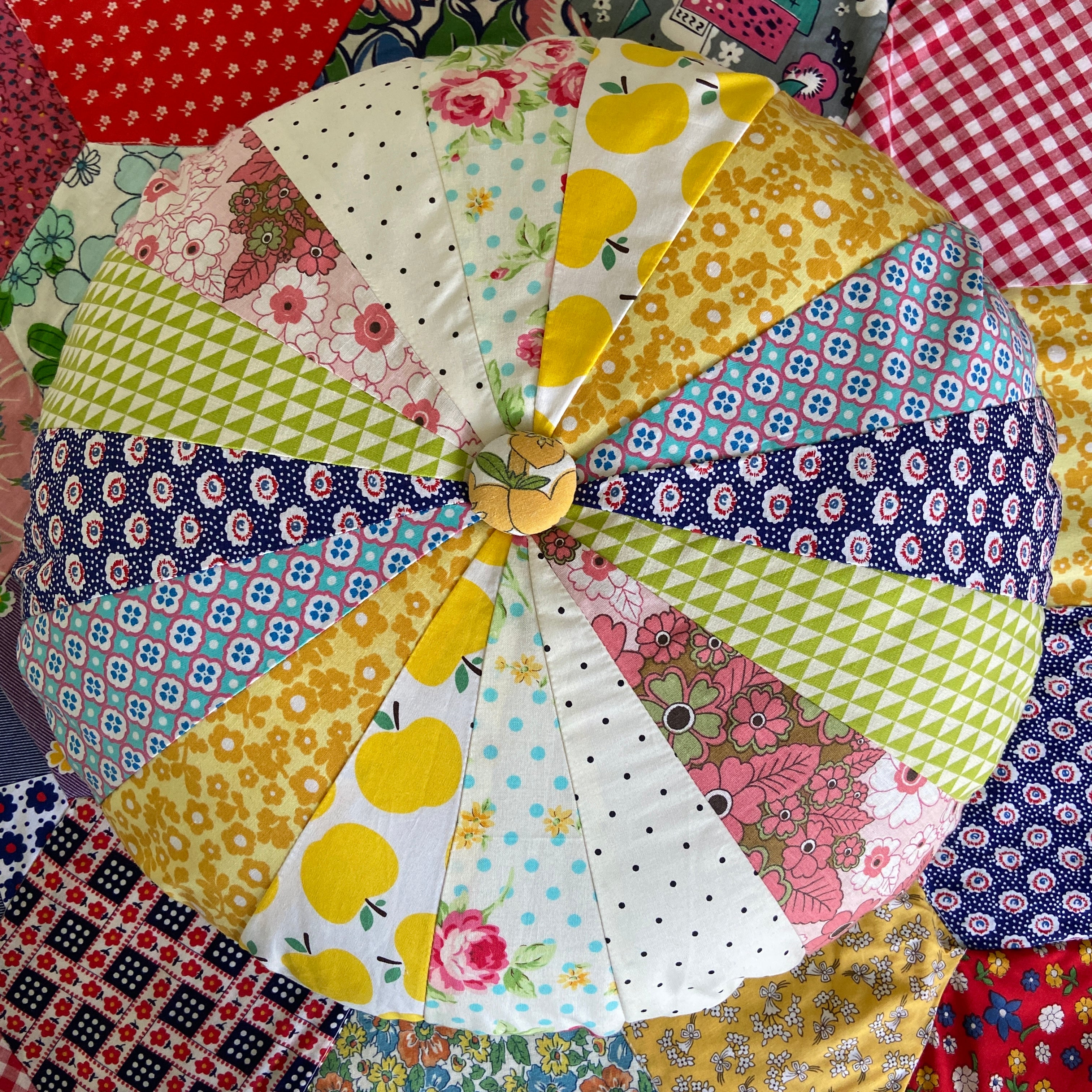 Beautiful HANDMADE Patchwork Pinwheel Cushion UNUSED