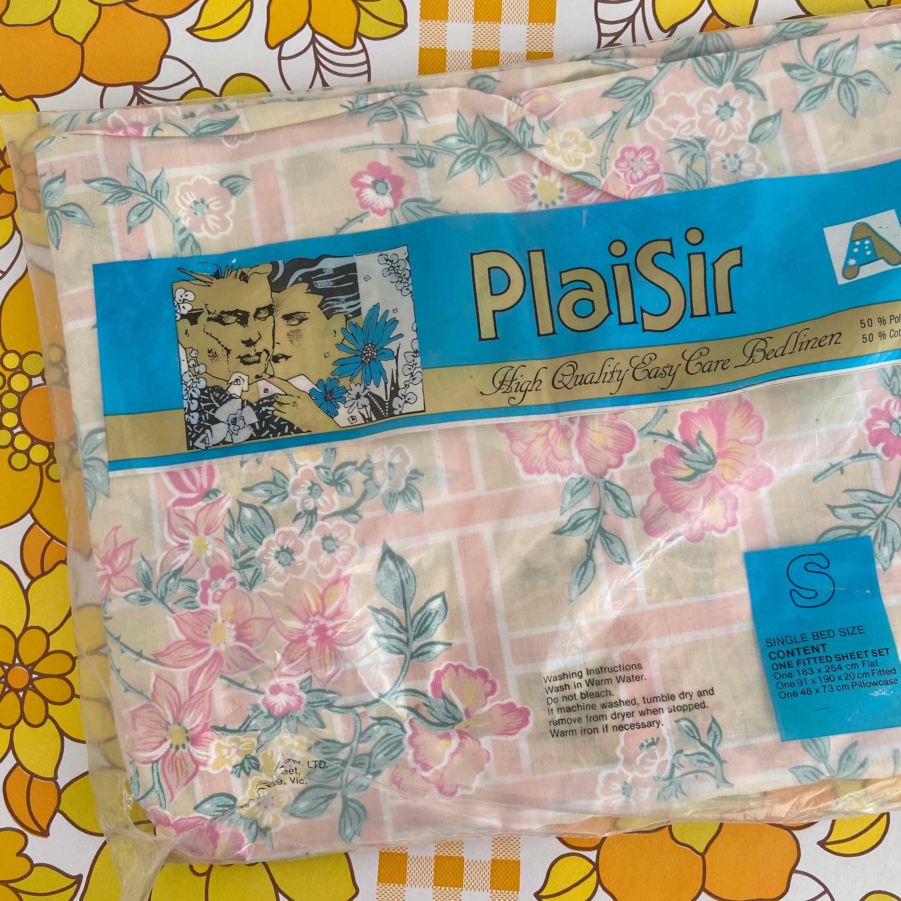 Single Bed Fitted Sheet VINTAGE Cotton RETRO Bedroom