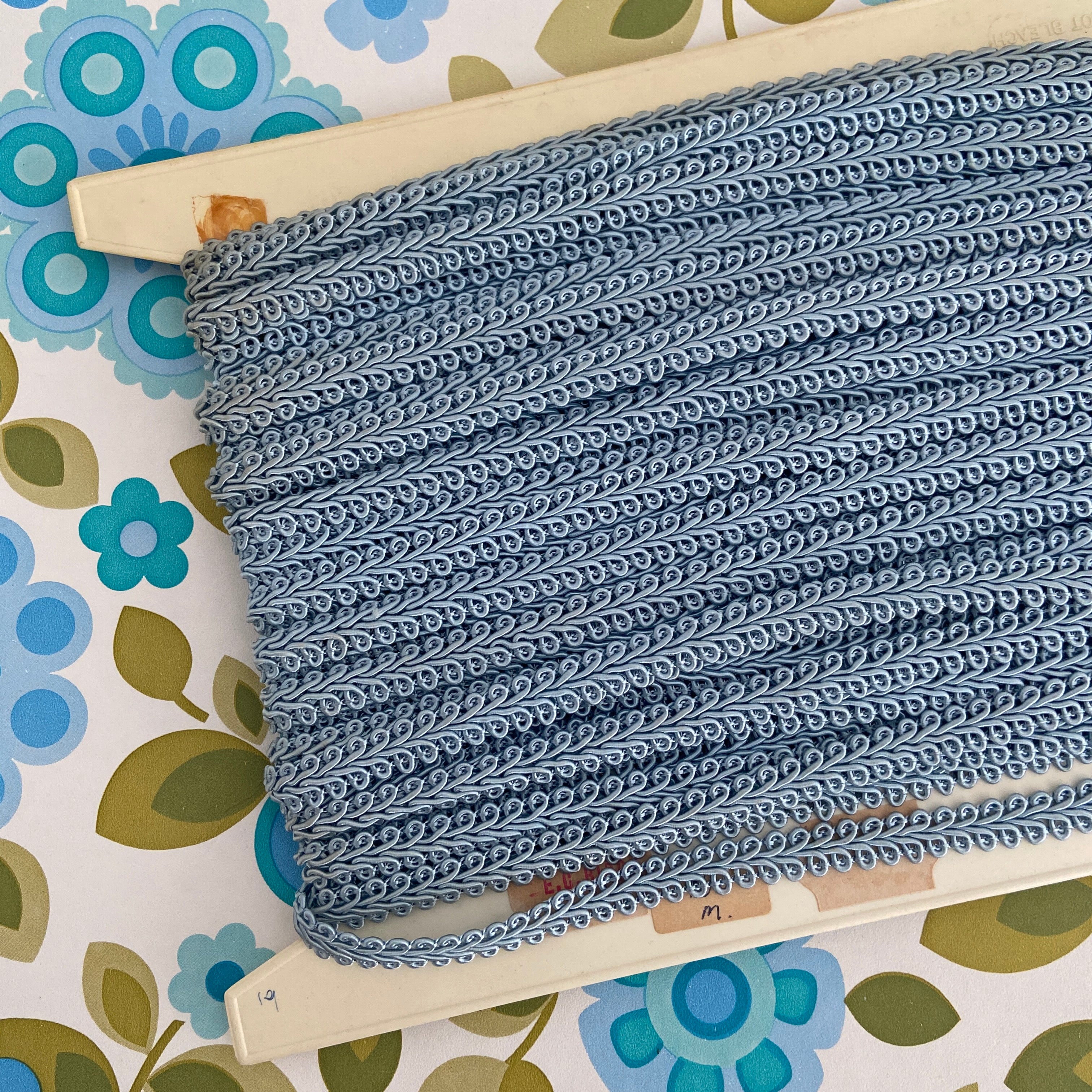 Vintage Blue Craft Sewing TRIM Roll Cushions Embroidery