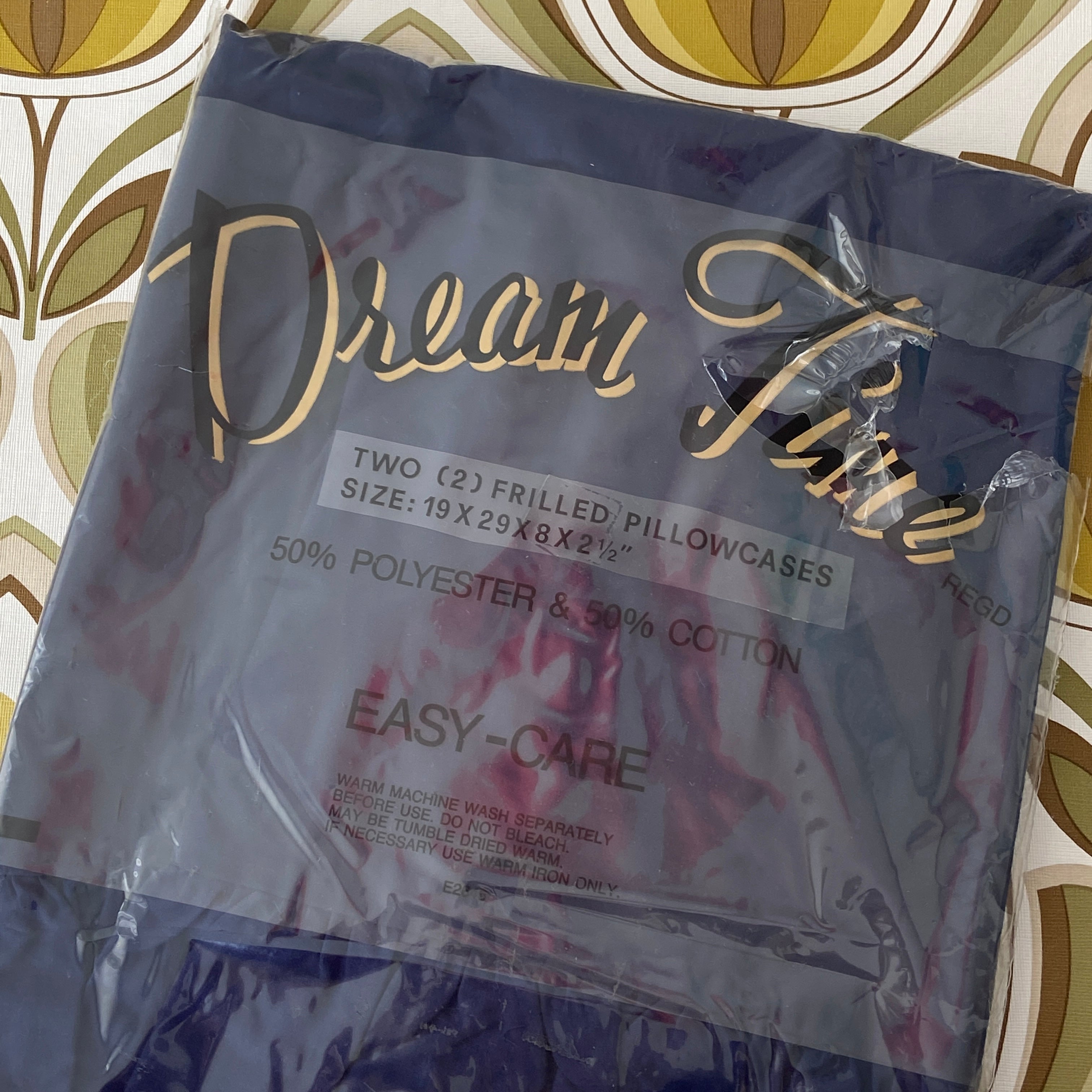 Vintage Frilled Pillow Cases PAIR Pink Peacock