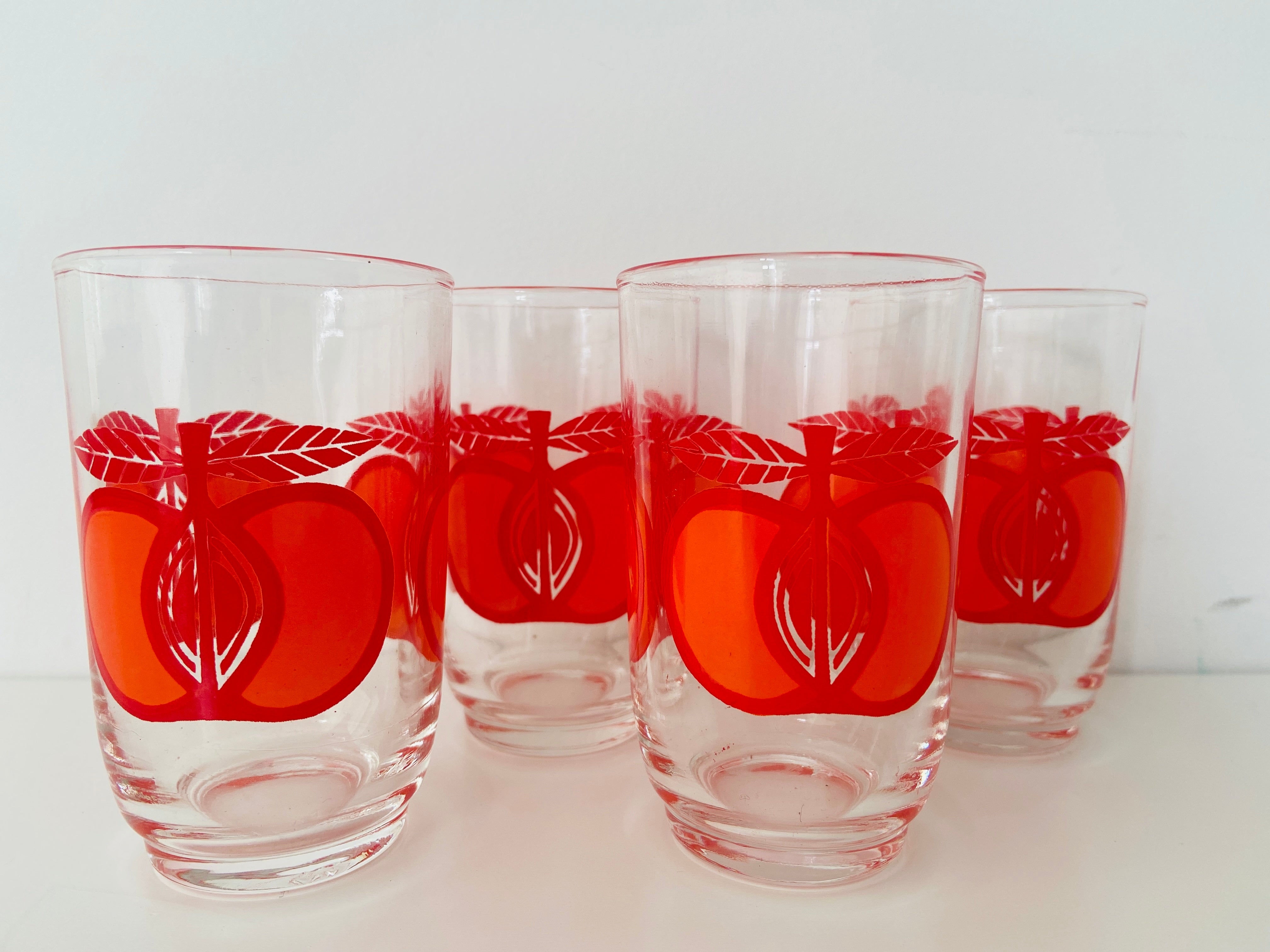 Set of Four Vintage Glasses APPLES