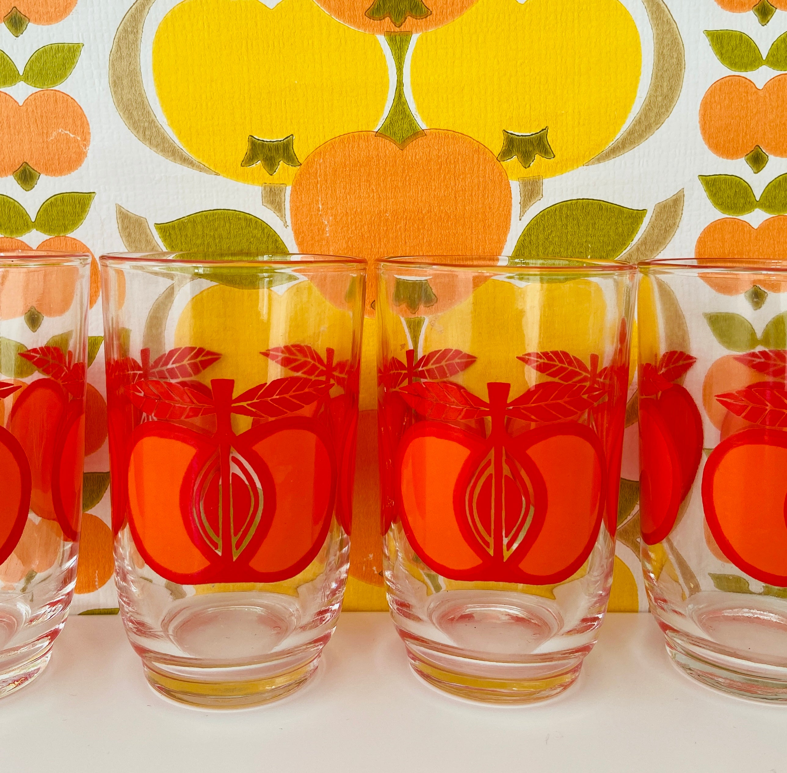 Set of Four Vintage Glasses APPLES