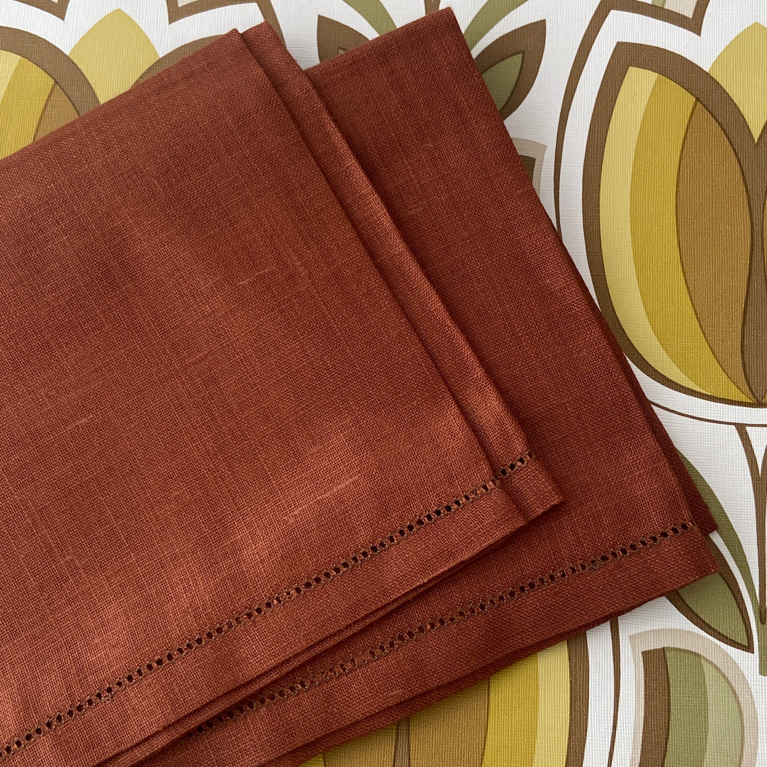 Pair BROWN Linen Collectable Tea Towel UNUSED