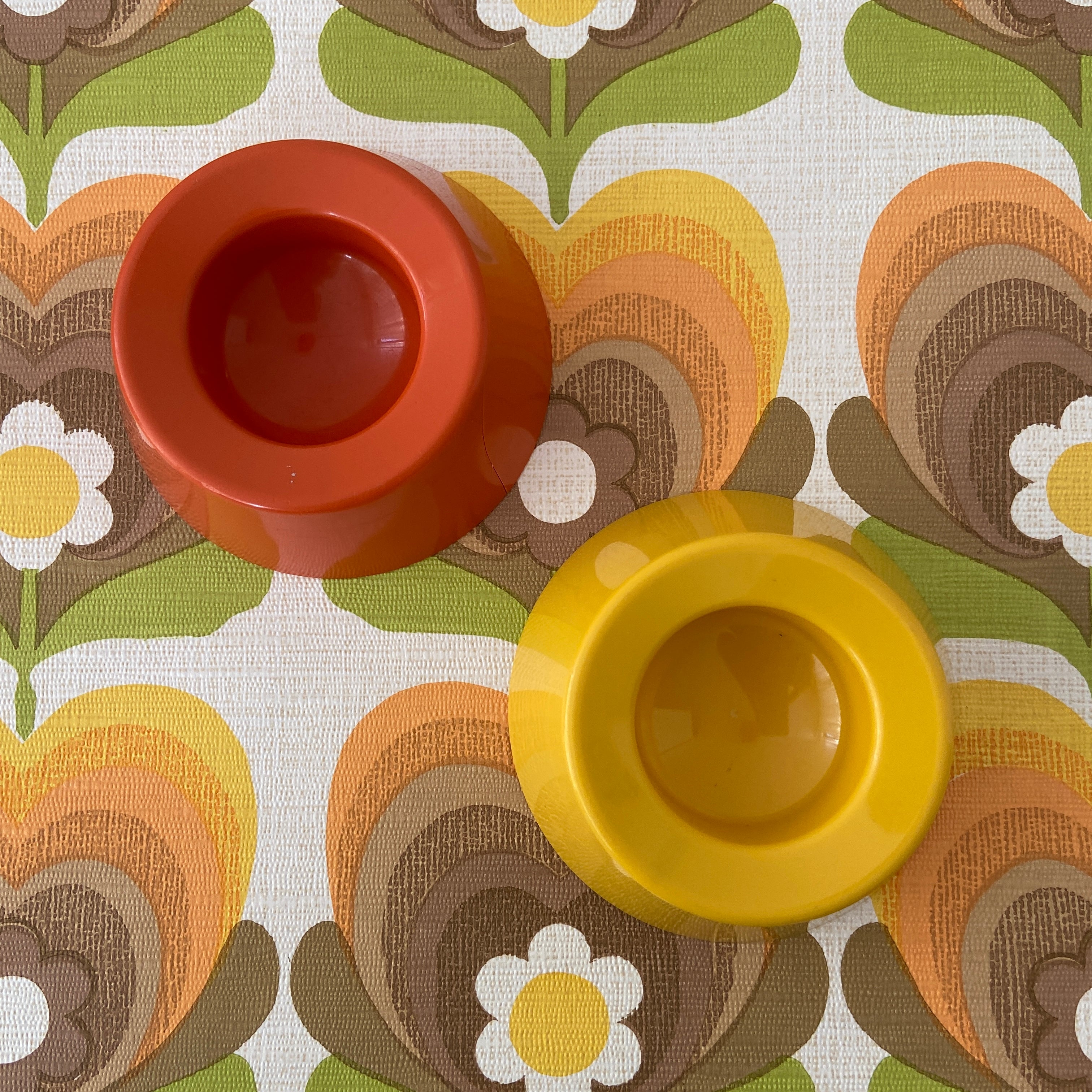 PAIR of Vintage Retro EGG Cups Bright PLASTIC