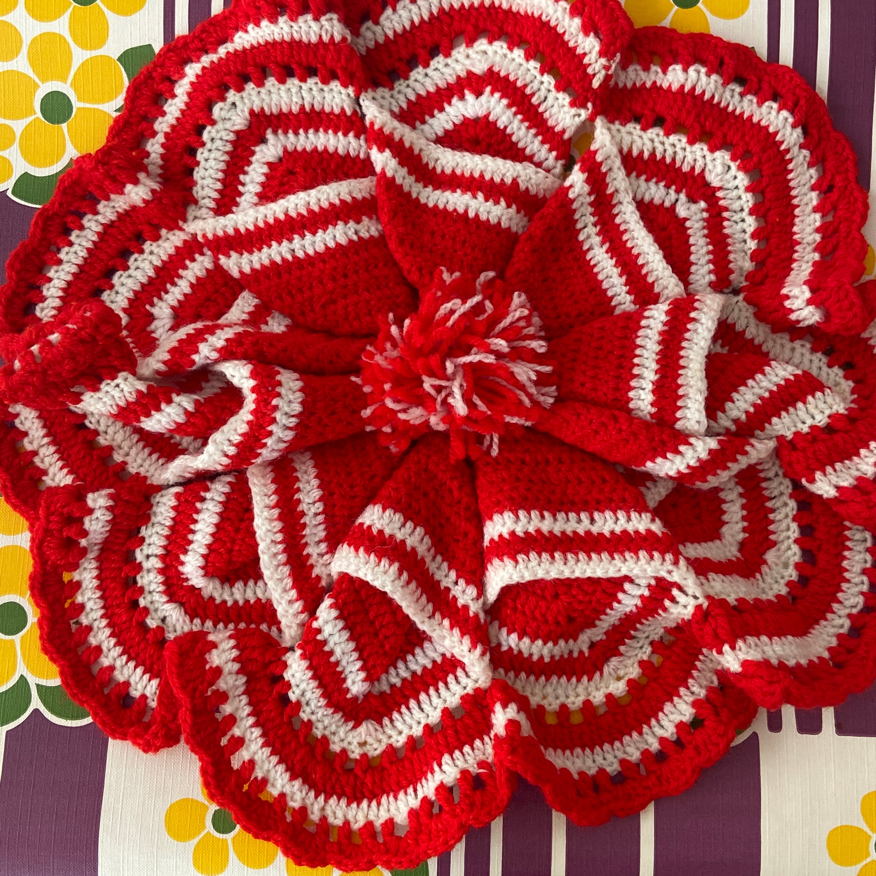 Handmade Red & White Knitted Charm