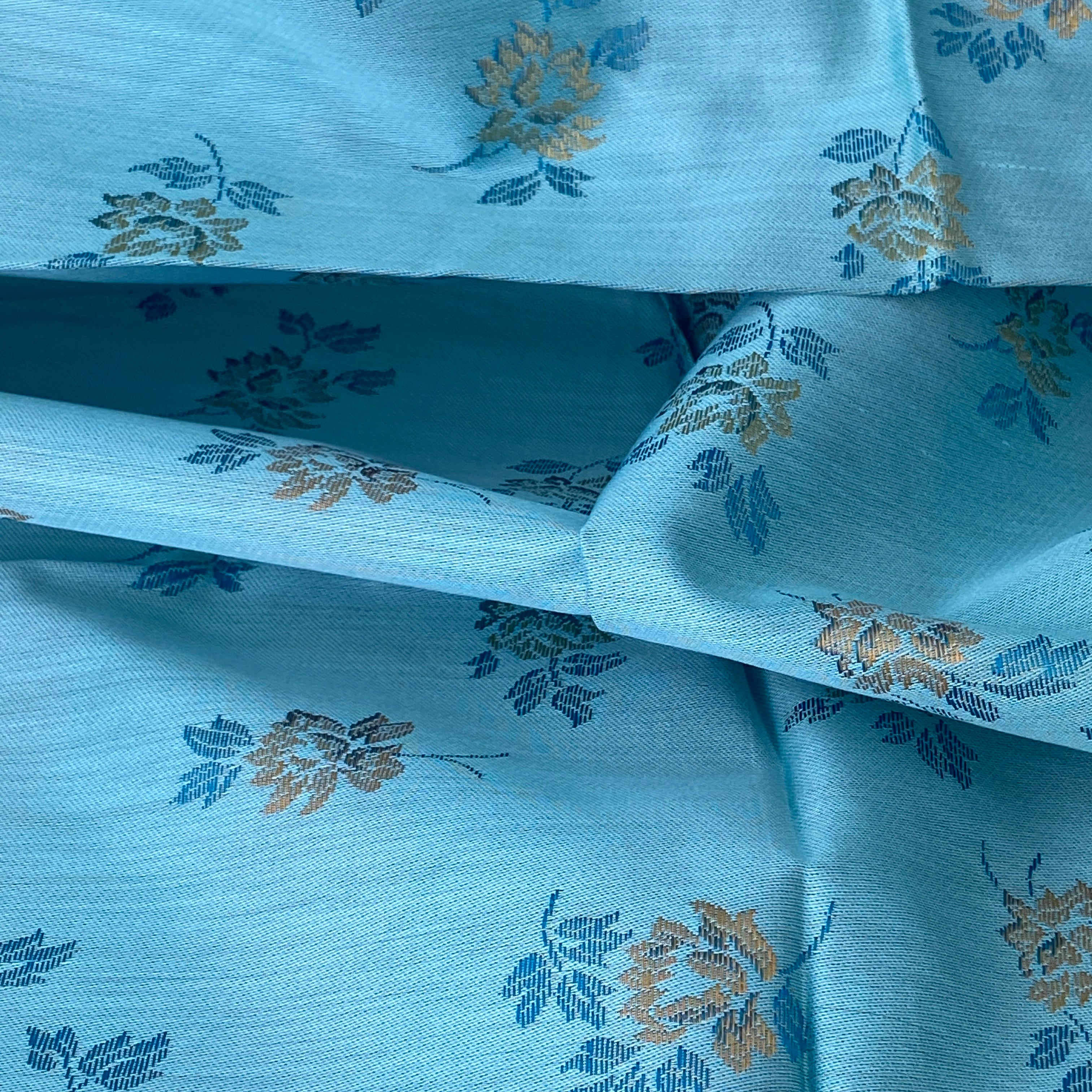 200cms Beautiful Blue Brocade Floral Fabric