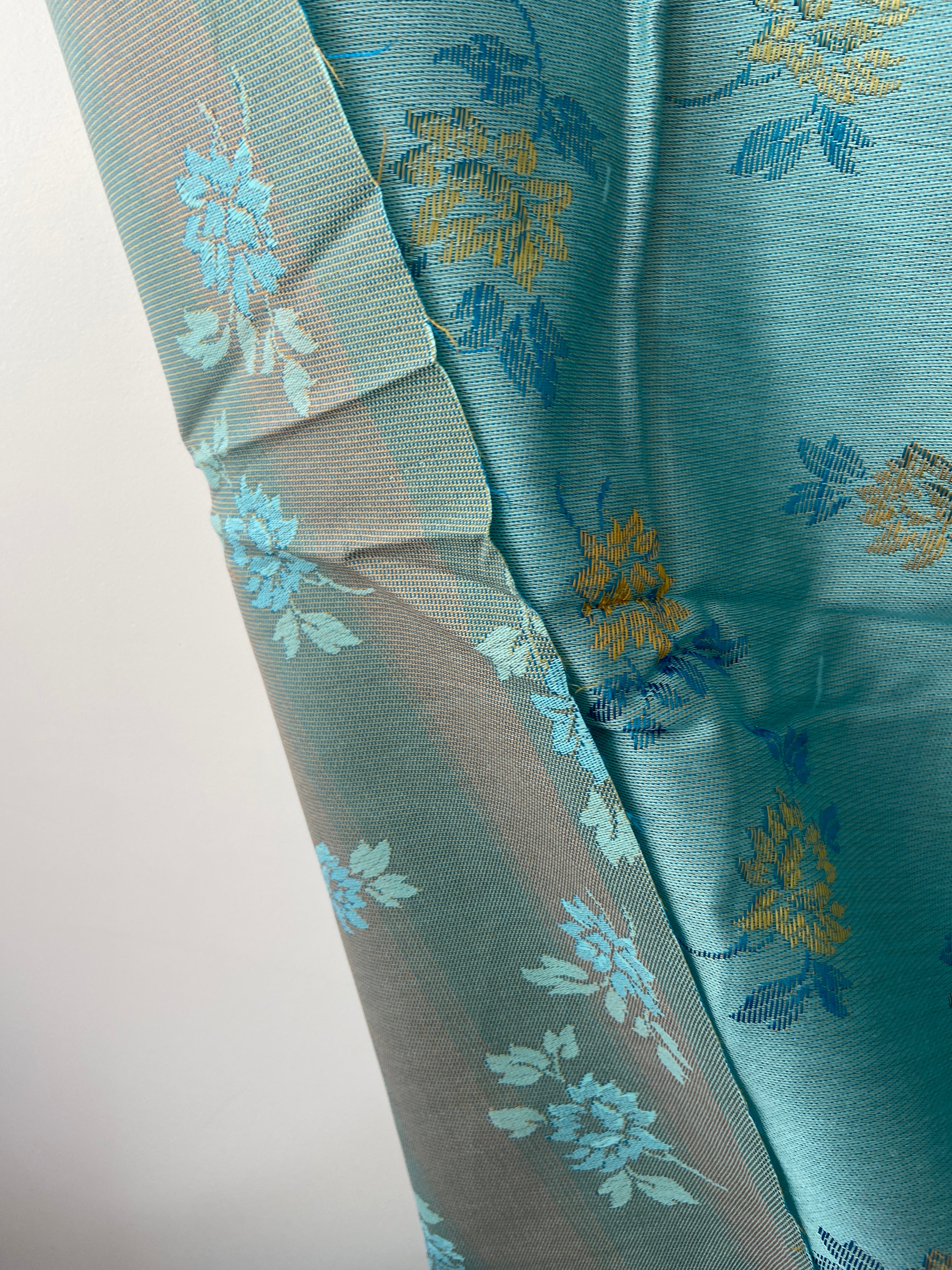 200cms Beautiful Blue Brocade Floral Fabric