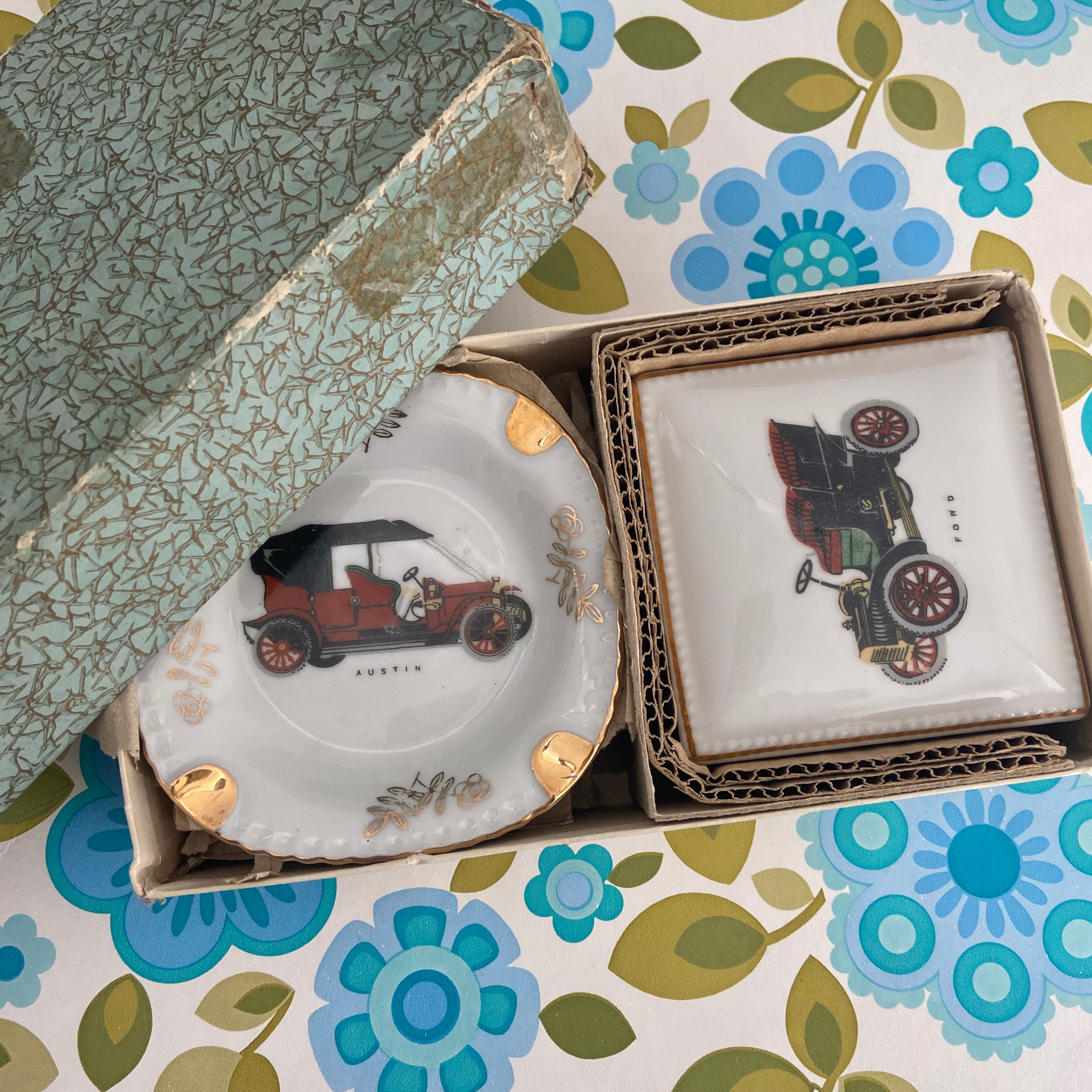 60's Mens Bar Ashtray ROOM SET Four Plus Box CARS