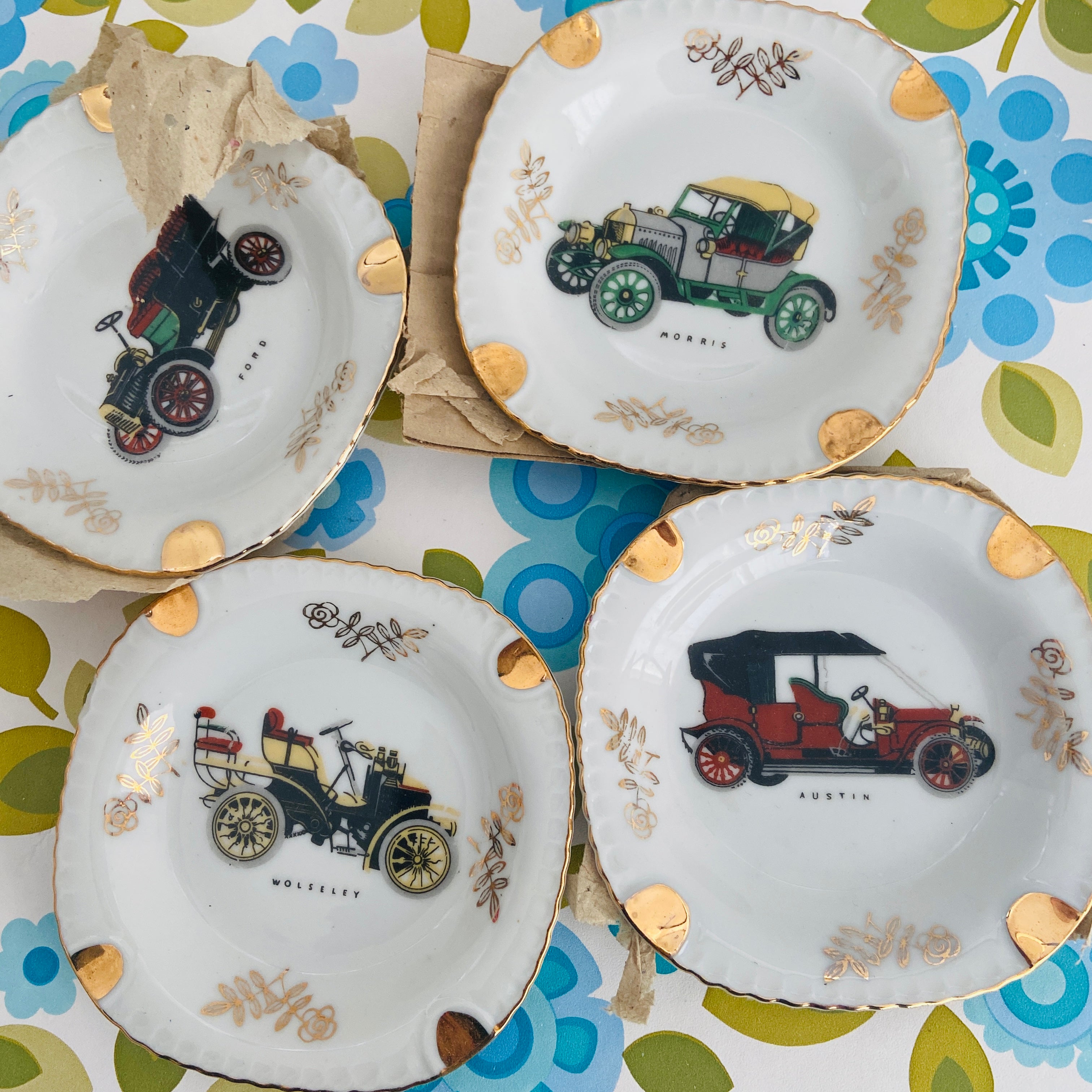 60's Mens Bar Ashtray ROOM SET Four Plus Box CARS