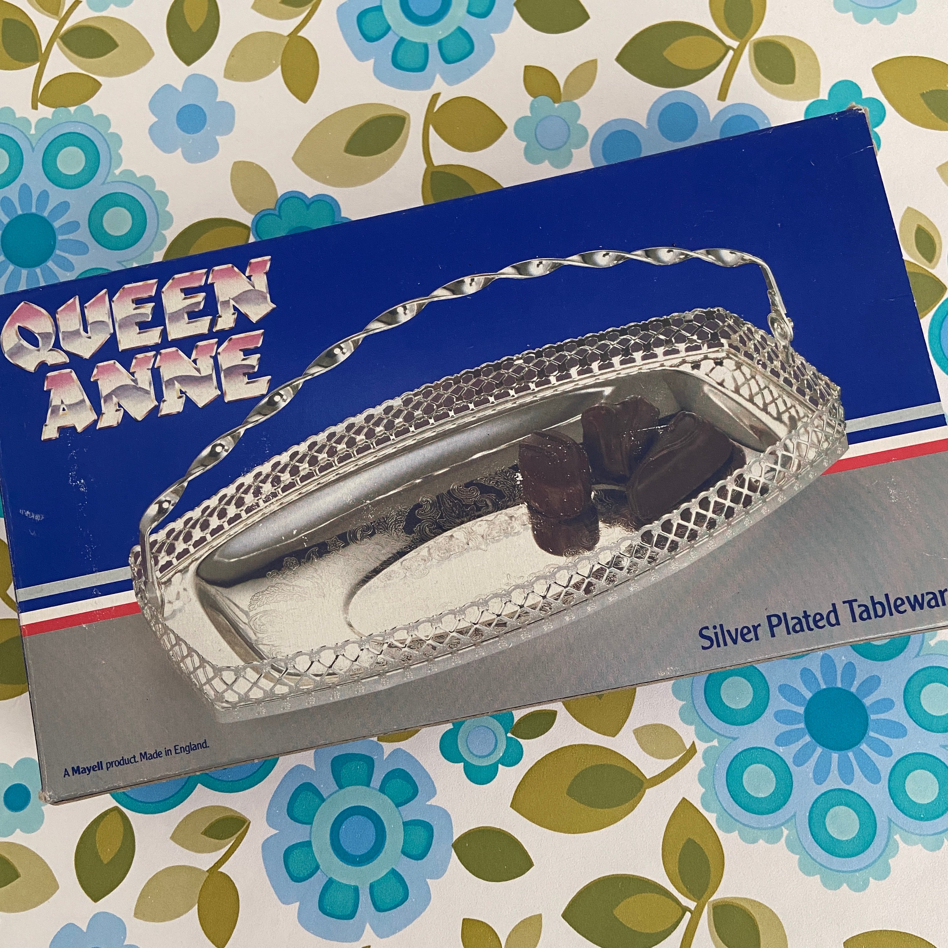 Silver Plated Queen Anne Serving Sweets Tray Vintage Boxed