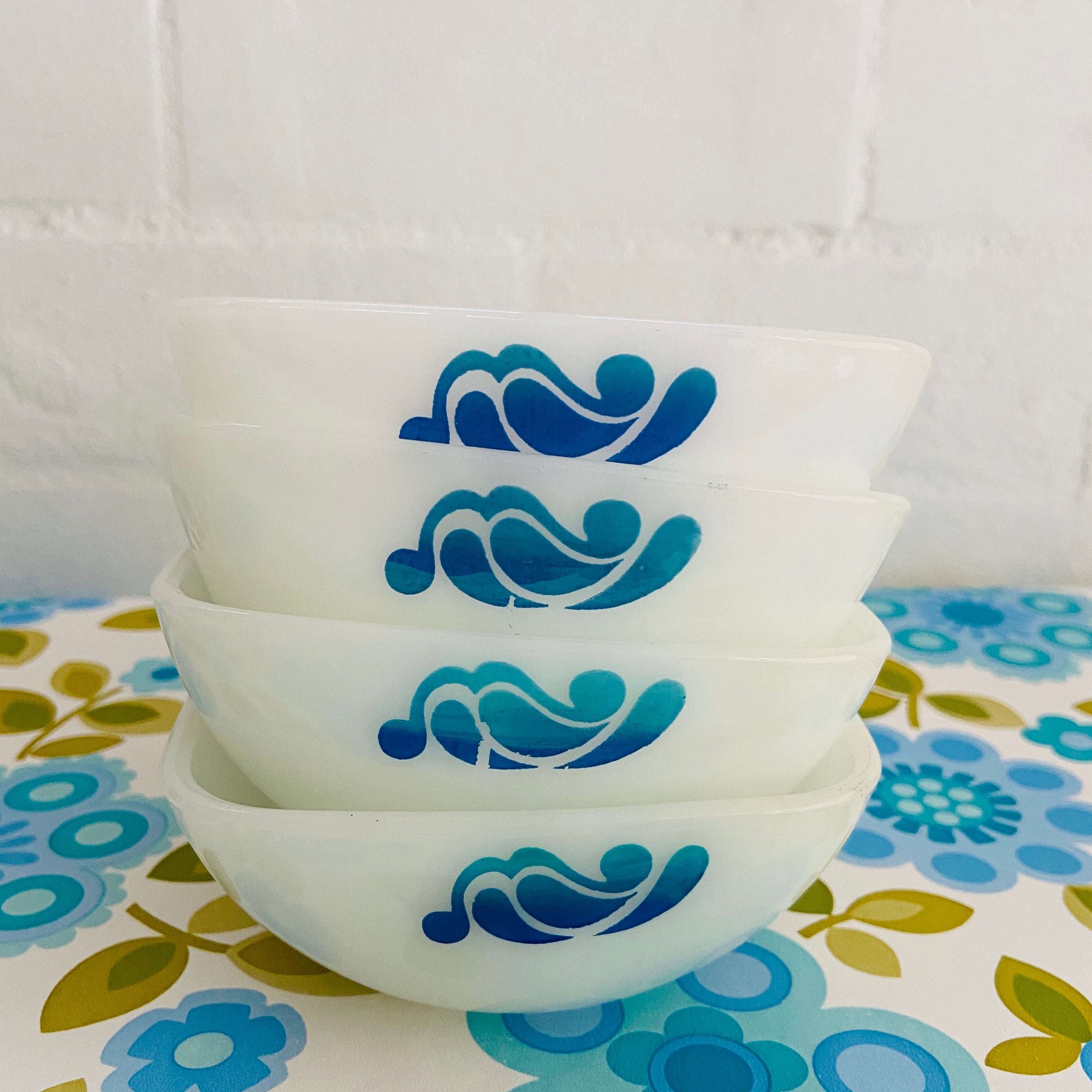 PYREX Blue Ramekins Vintage Kitchen Retro Home