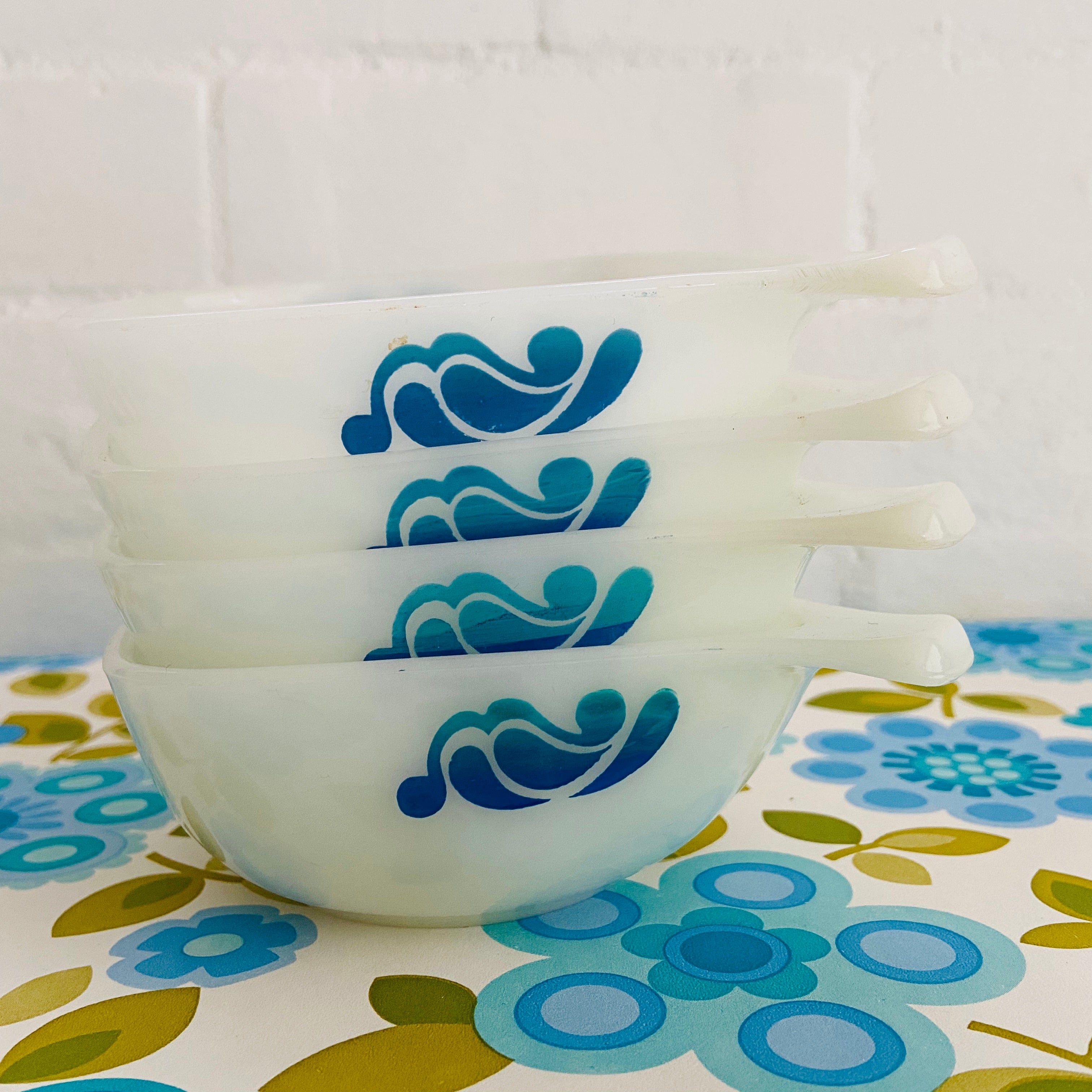 PYREX Blue Ramekins Vintage Kitchen Retro Home