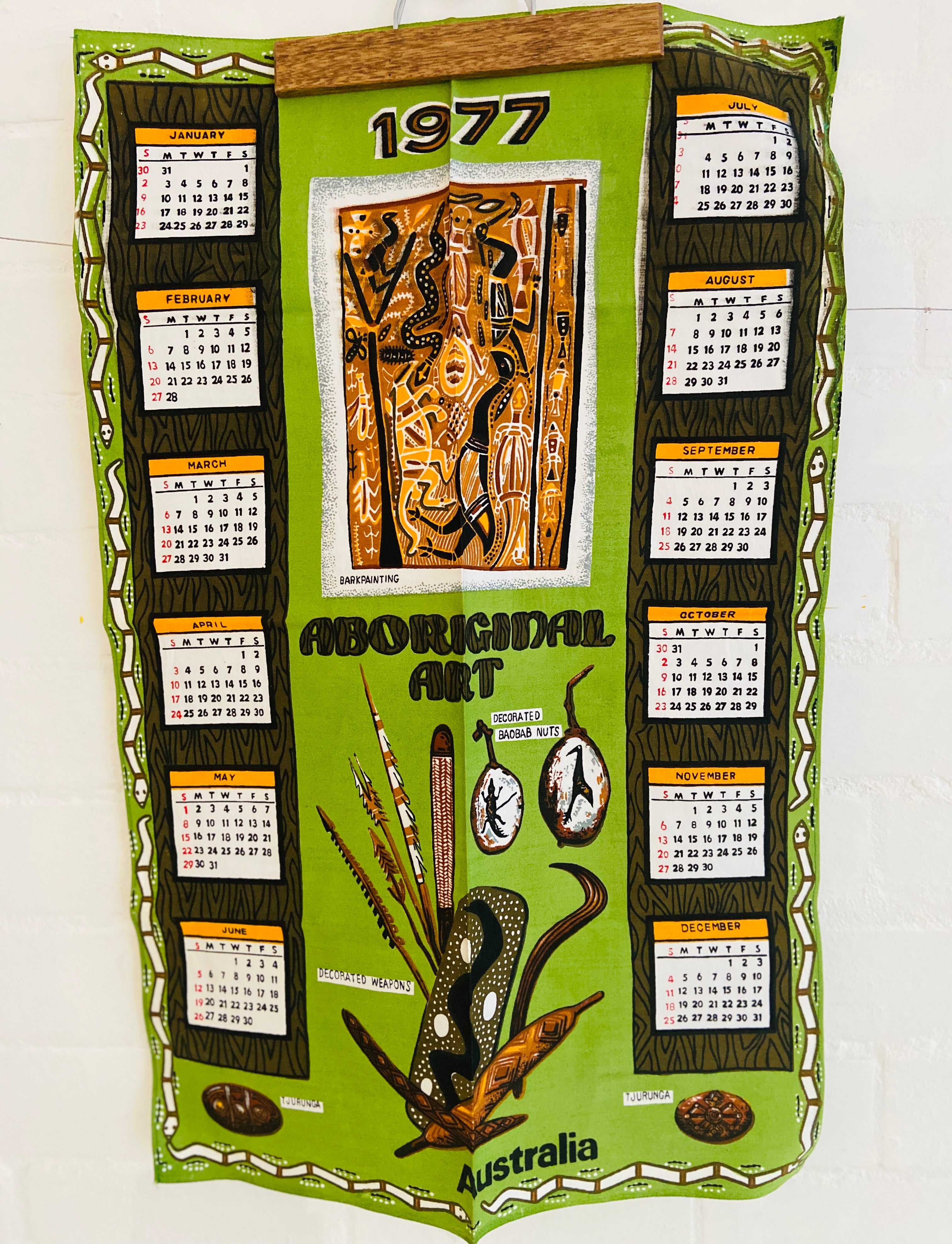 RETRO 1977 UNUSED Cotton Aboriginal Tea Towel