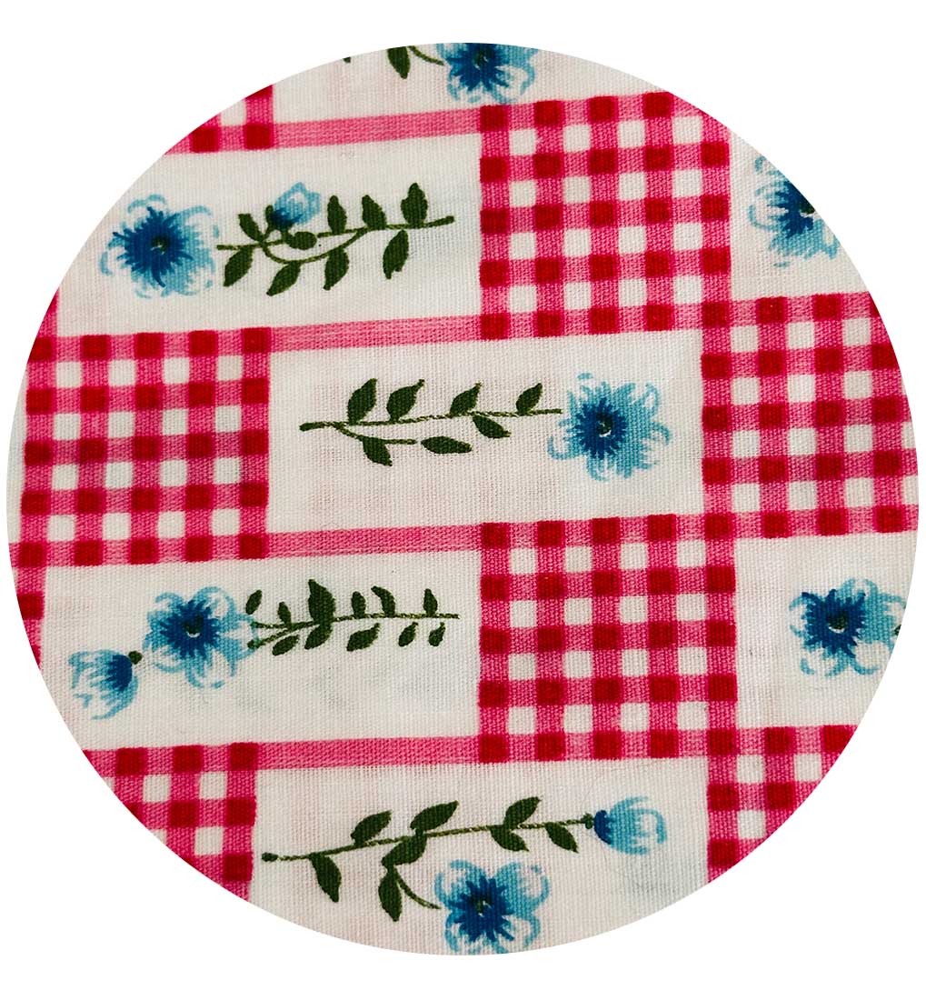 160cm Vintage 1950s Pink Gingham Floral Cotton Fabric | Cottagecore