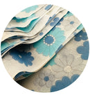 440cm Blue Retro Daisy Vintage Cotton Fabric