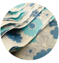 440cm Blue Retro Daisy Vintage Cotton Fabric