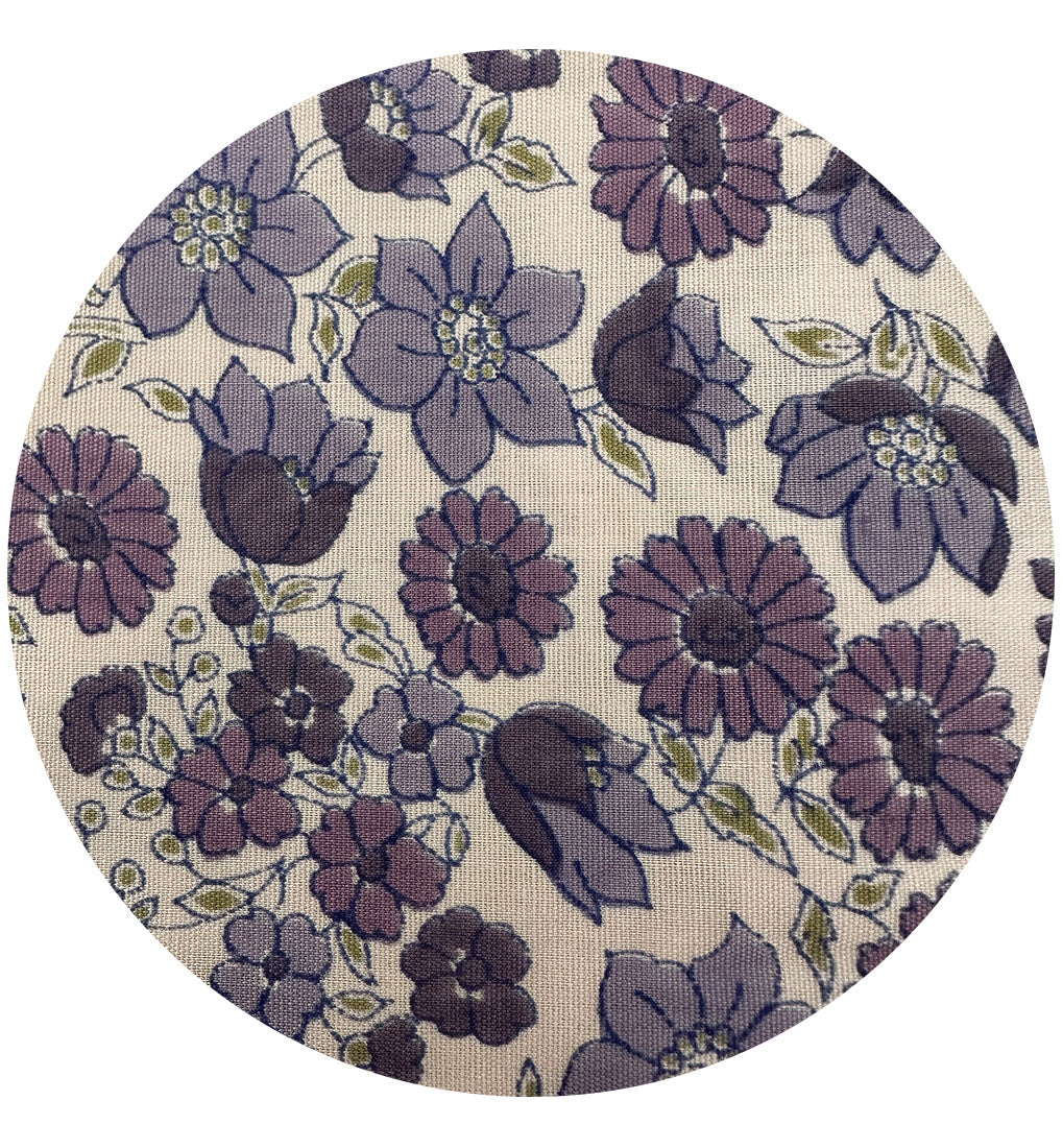 245cms Adorable Vintage PURPLE Floral Fabric Cotton