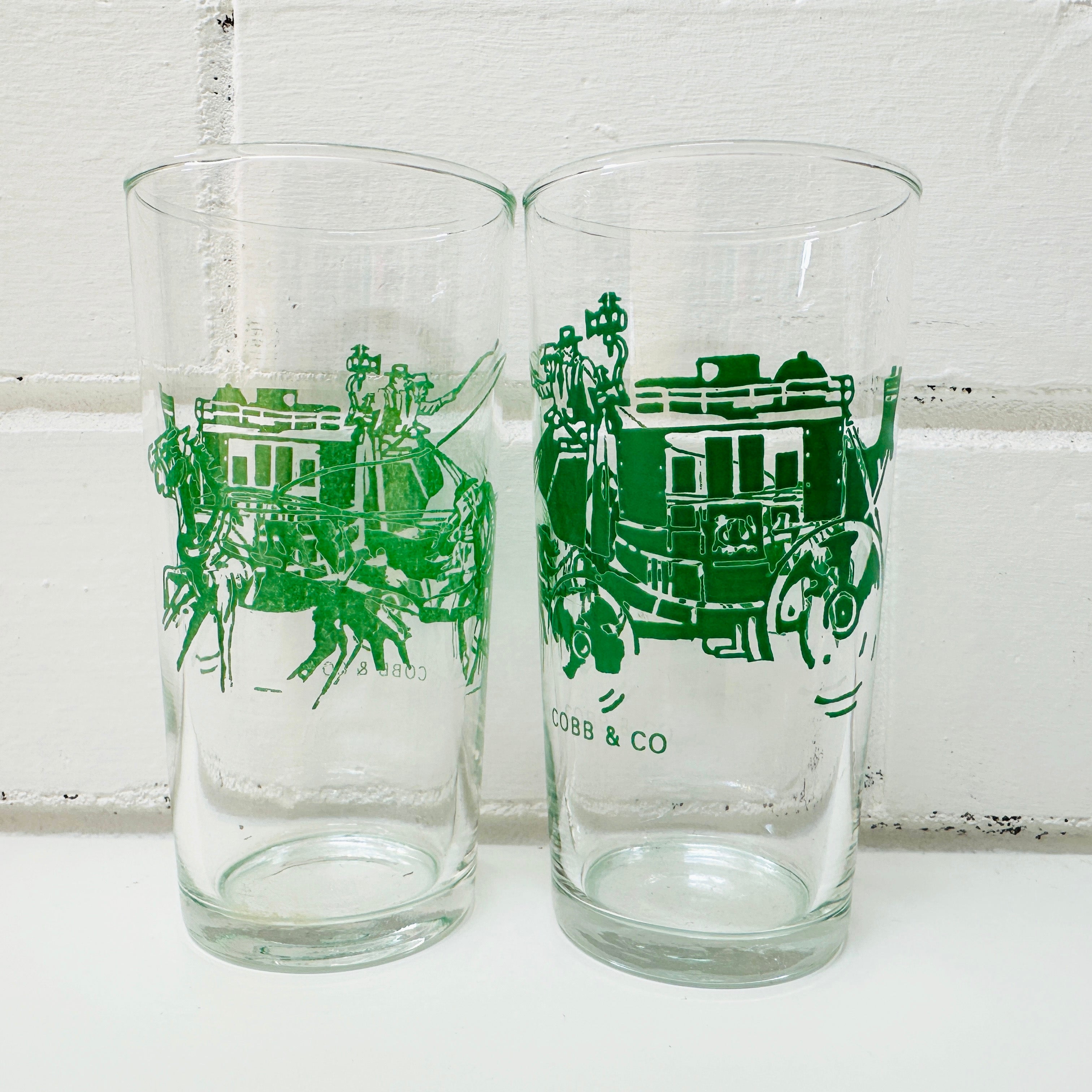 Vintage Horse & Cart Cobb & Co Glasses