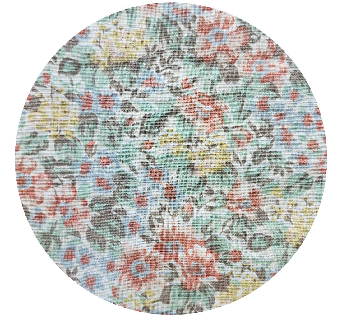 145cms Pretty Muted Floral Fabric Ribbed Cotton