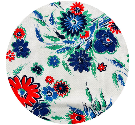 100cms BEAUTIFUL Blue VINTAGE Floral Fabric