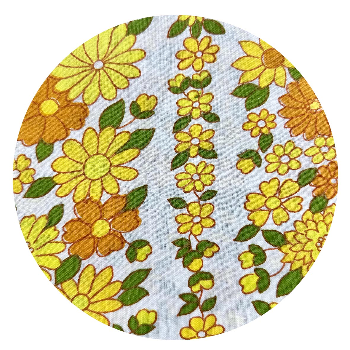 125cms New Old Stock Cotton Sheet Fabric YELLOW Floral