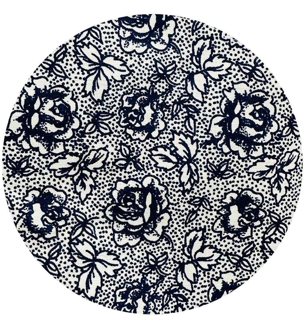 150cms Modern Blue Floral Fabric