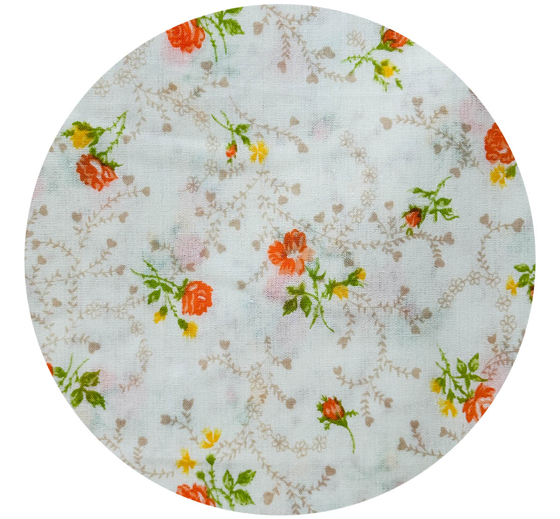 380cms Beautiful Vintage Cotton Fabric Apricot FLORAL