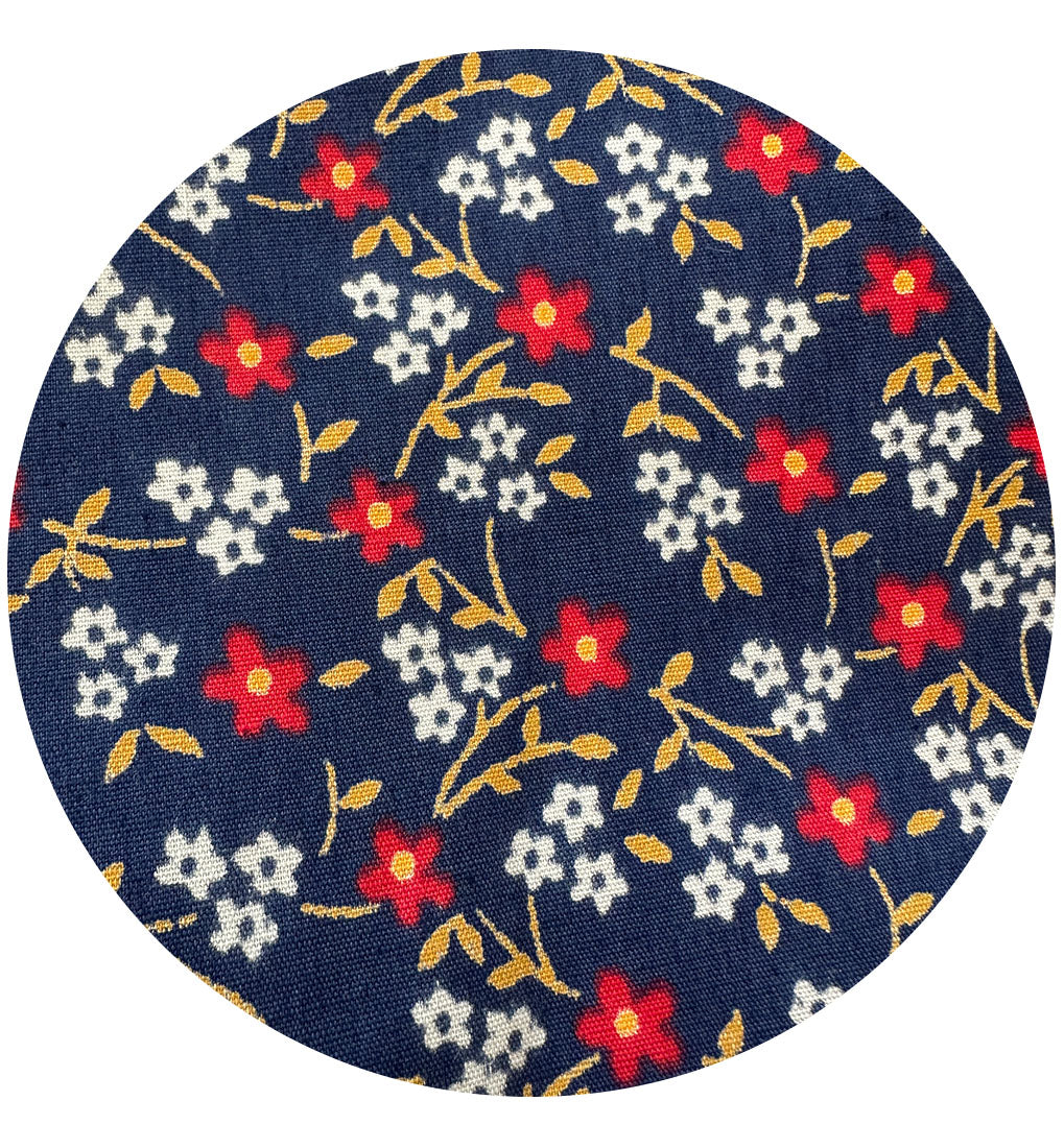 350cms Sweet Vintage Navy Blue Floral Fabric