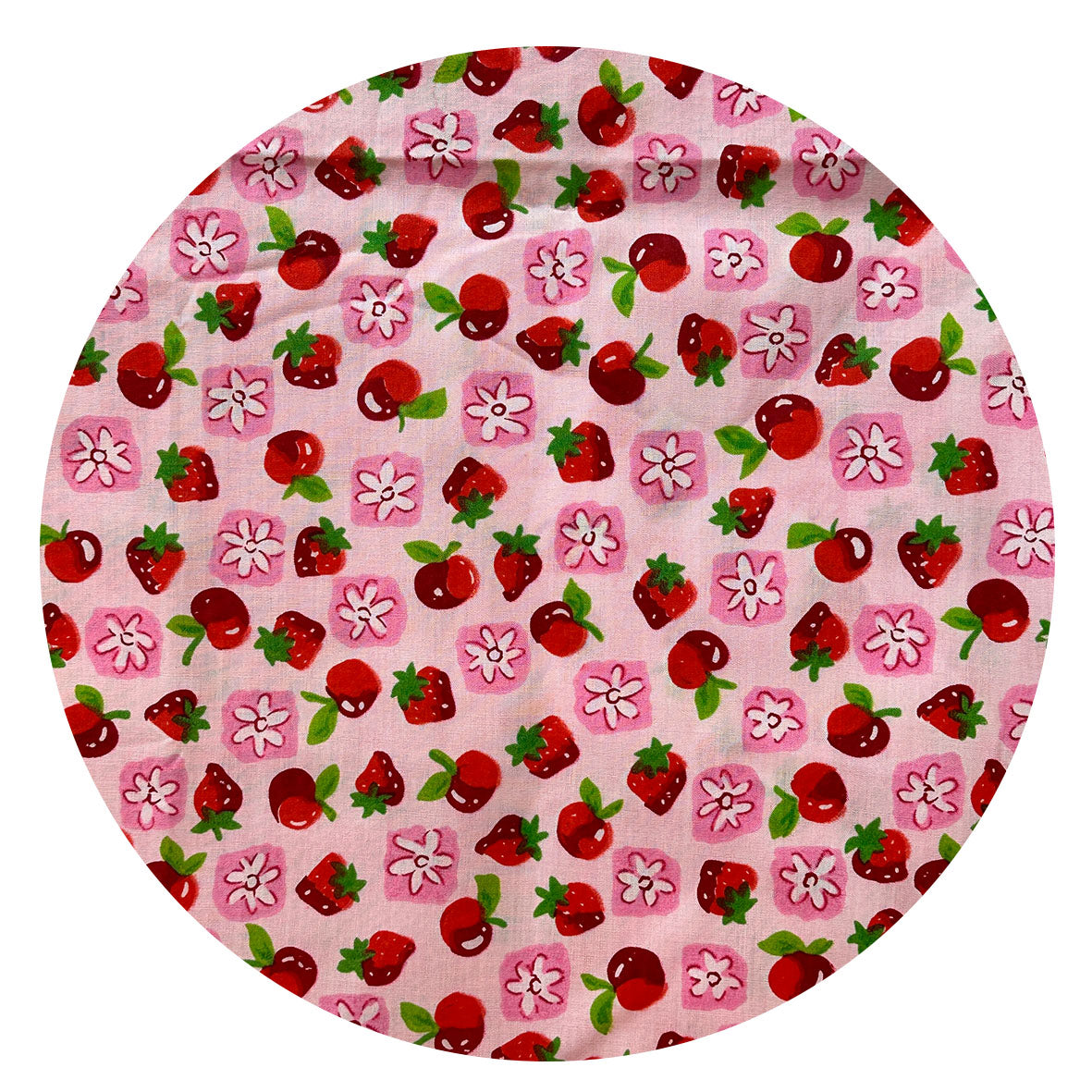 200cms Modern Pink Strawberry Fabric