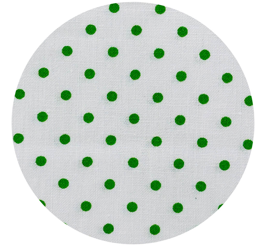 140cms Green & White Vintage Cotton Polka Dot Fabric