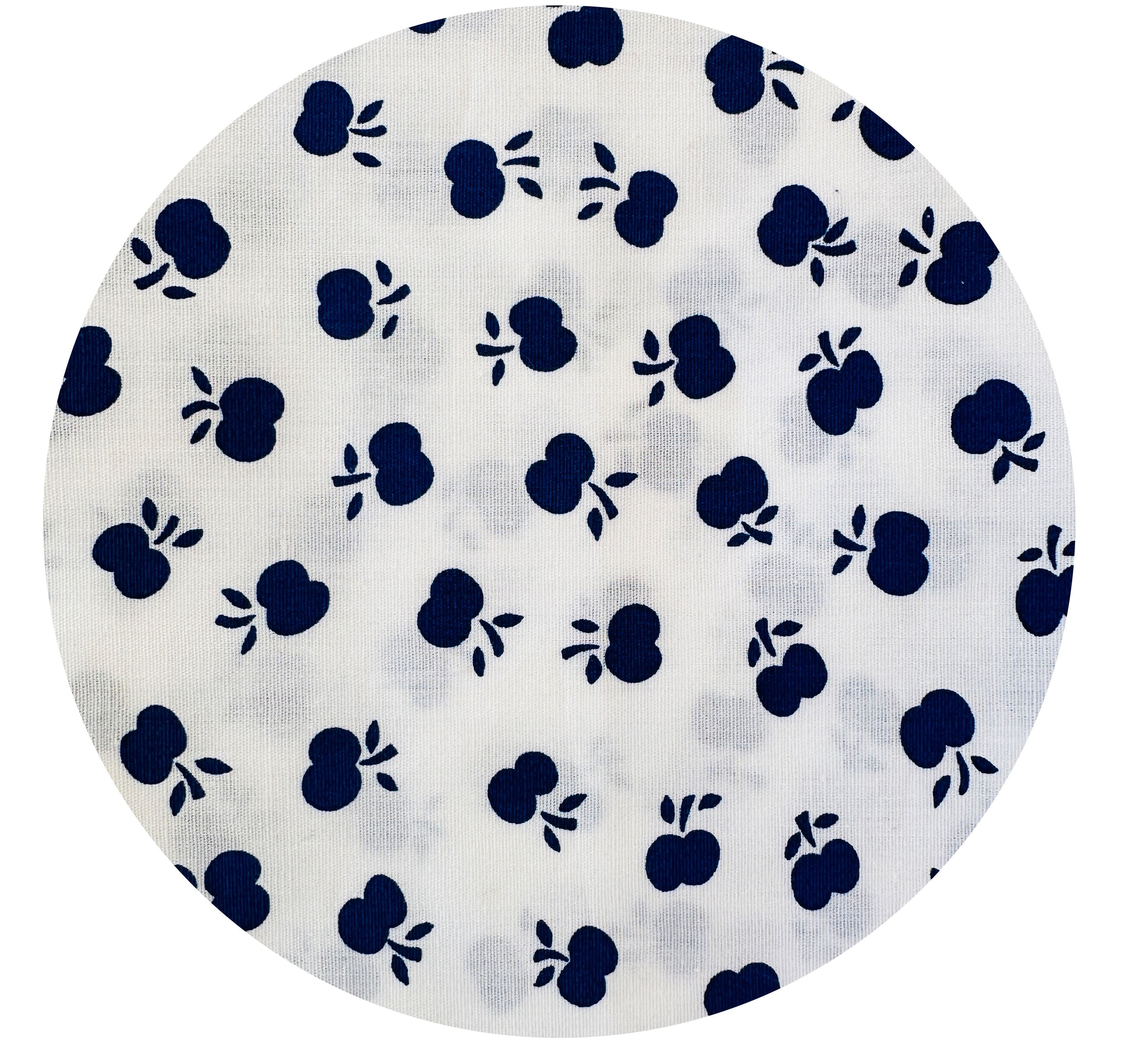 140cms Vintage Navy Apple Cotton Fabric