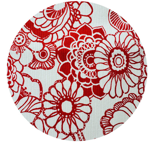 105cms Red & White VINTAGE Floral Cotton Fabric