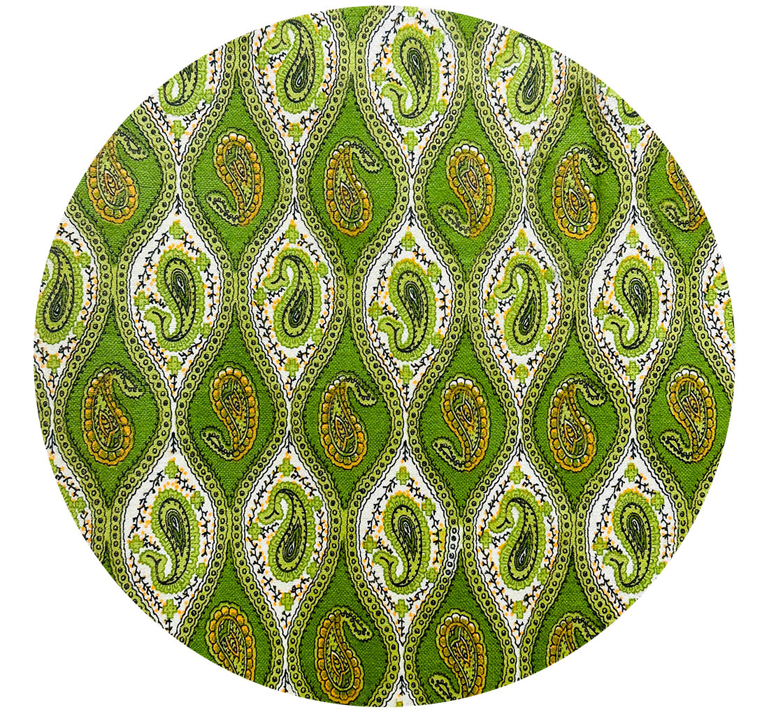 110cms Vintage Green Paisley Fabric