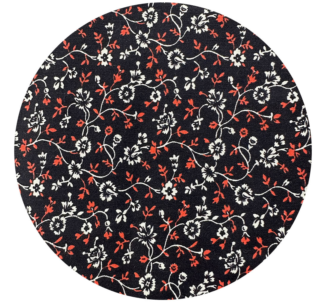 110cms Pretty Black Floral Cotton Fabric