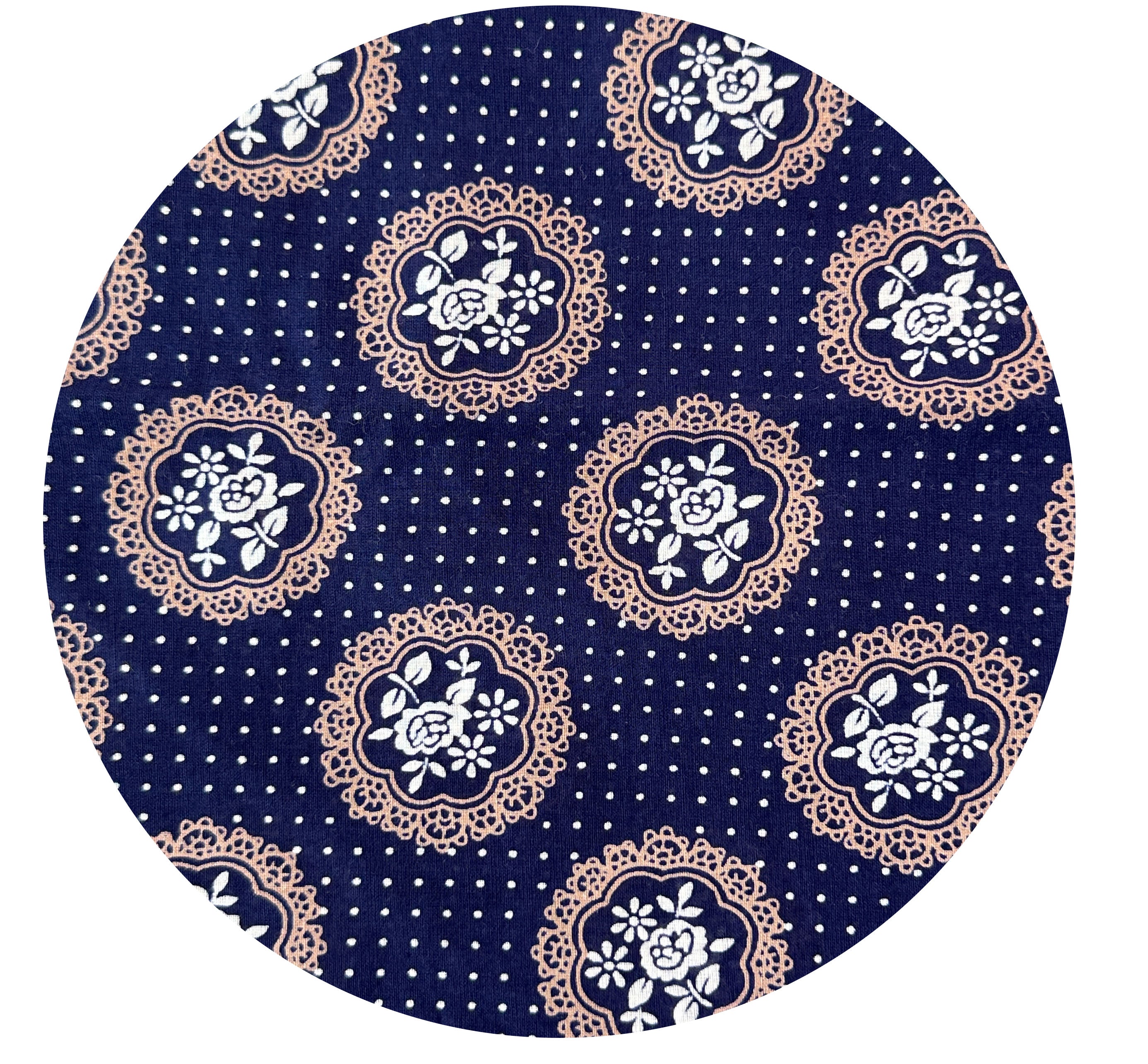 225cms Navy Blue Vintage Cotton Fabric