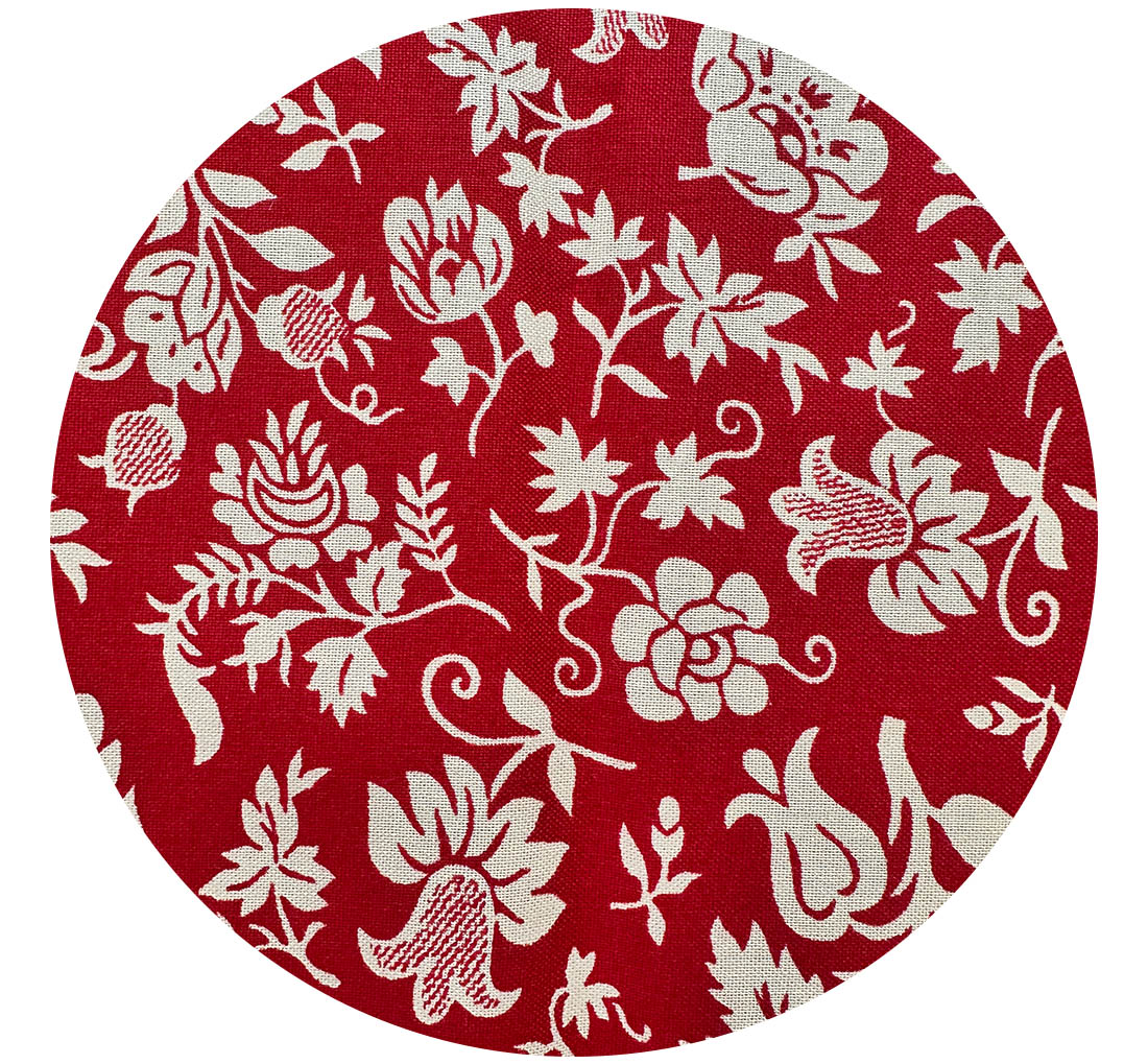 100cms Red Cotton Floral Fabric