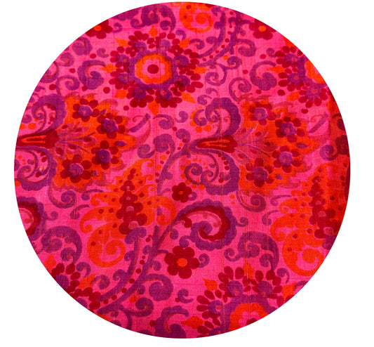125cms Bright Reds Vintage Floral Fabric Silk