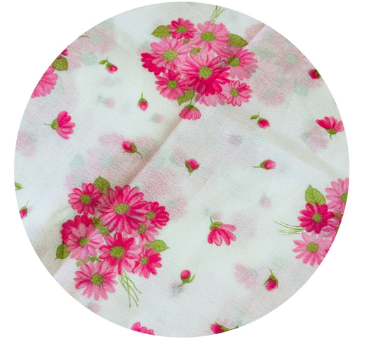 350cms Sweet Floral Fabric Large Pink Flowers