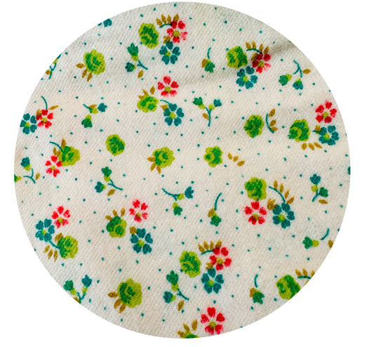 290cms Sweet Vintage Flannelette Green & Yellow Floral Fabric
