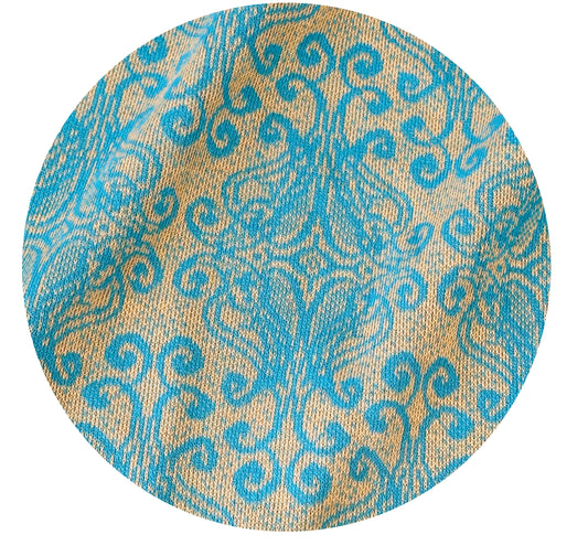 150cms Blue Retro Fabric Bright Loud Print