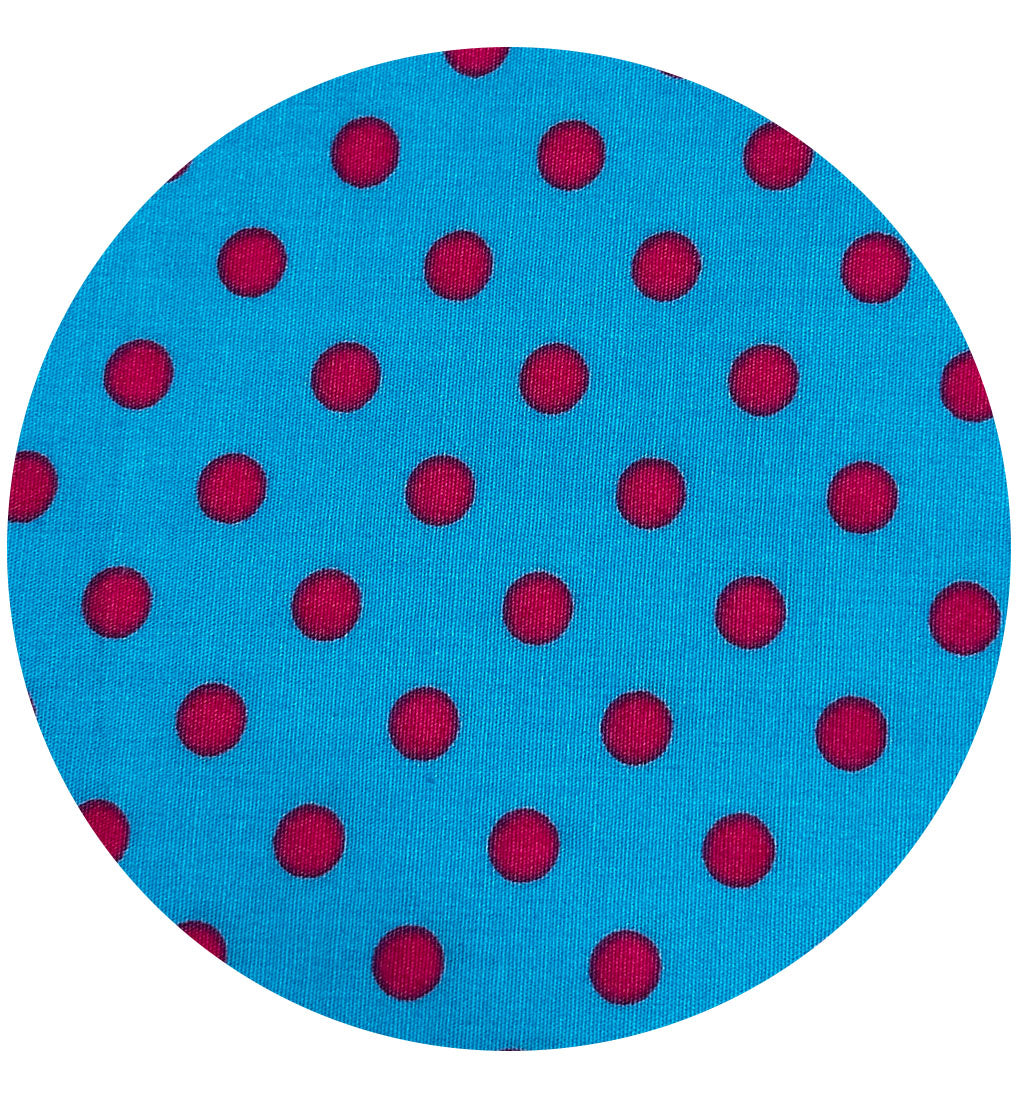 280cms Modern Blue & Pink Polka Dot Fabric