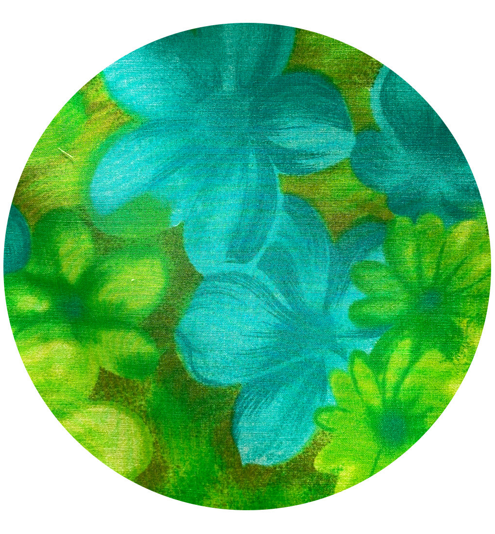 220cms VINTAGE Green Large Bold Floral