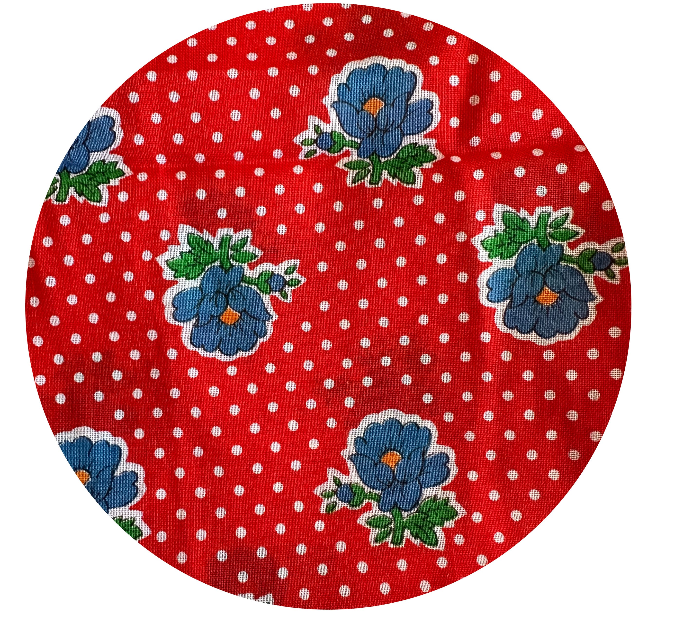 125cms Adorable Red Floral Vintage Fabric Cotton